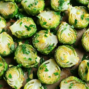 To make Garlic Herb Roasted Brussels Sprouts, gather these fresh ingredients: - 1 lb Brussels sprouts, trimmed and halved - 4 cloves garlic, minced - 3 tablespoons extra virgin olive oil - 1 teaspoon dried thyme - 1 teaspoon dried rosemary - 1 teaspoon smoked paprika - Salt and freshly ground black pepper, to taste - Zest of 1 lemon - Fresh parsley, finely chopped, for garnish Each ingredient plays a key role in creating a rich flavor. The Brussels sprouts provide a hearty base. Garlic adds a punch that complements the earthy herbs. Olive oil brings a smooth richness that helps achieve crispiness. Dried thyme and rosemary enhance the dish with fragrant notes. Smoked paprika gives a warm, smoky flavor, perfect for roasting. Lemon zest brightens the dish, adding a fresh zing. Lastly, parsley not only adds color but also a fresh taste. This combination makes a delightful side dish or snack that everyone will enjoy. For the full recipe, check out the detailed instructions on how to prepare this delicious dish! - Preheat the oven to 400°F (200°C). - In a mixing bowl, combine Brussels sprouts, minced garlic, olive oil, and seasonings. I love starting with a hot oven. It helps the Brussels sprouts roast well. In the bowl, mix until everything is covered in oil. This step is key for flavor and crispiness. - Spread the mixture on a lined baking sheet. - Roast for 25-30 minutes, stirring halfway through. Make sure to lay the sprouts out flat. This helps them cook evenly. Halfway through, give them a good stir. This ensures they turn golden and crispy on all sides. - Toss with lemon zest and parsley before serving. - For serving, use a rustic bowl with extra parsley and lemon wedges. After roasting, the lemon zest adds a fresh touch. The parsley gives a nice color contrast. Serve hot for the best taste. You can enjoy these as a side or a tasty snack. For the full recipe, check out the ingredients and steps. To get crispy Brussels sprouts, start with dry sprouts. If they are wet, they will steam instead of roast. Toss them well with olive oil and seasonings. This will help them get nice and crispy. Spread the sprouts out evenly on the baking sheet. If they are too close, they will not brown well. You can add more spices for extra flavor. Try adding a pinch of cayenne pepper for heat. You can also mix in a bit of balsamic vinegar for acidity. This will balance the rich flavors of the sprouts and garlic. Fresh herbs like basil or chives can brighten the dish. Avoid overcrowding the baking sheet. This will make it hard for the sprouts to roast well. Another mistake is not preheating the oven. If the oven is not hot enough, the sprouts will not cook evenly. Always check that your oven is at the right temperature before roasting. If you follow these tips, your Garlic Herb Roasted Brussels Sprouts will be a hit! For the full recipe, check the section above. {{image_4}} You can brighten your Garlic Herb Roasted Brussels Sprouts with seasonal vegetables. Think about adding diced butternut squash or sliced carrots. These veggies roast well and add color and taste. You can also mix in seasonal greens like kale or spinach. They wilt nicely and boost nutrition. Experimenting with different citrus zests can also change the flavor. Try using orange or lime zest instead of lemon. Each option gives a unique twist. A bit of zest adds freshness and lifts the dish. Adding cheese or nuts can change the texture and taste of your dish. Parmesan cheese or feta cheese can add creaminess. Nuts like walnuts or pine nuts give a nice crunch. Both options create a delightful contrast to the tender sprouts. You can switch to different herbs to change the flavor profile. Fresh basil or dill can offer a fresh taste. Experimenting with herbs can lead to exciting new flavors. For gluten-free substitutions, ensure you use gluten-free oil and seasonings. Most herbs and spices are safe, but always check labels. If you want vegan options, simply omit cheese. The dish will still taste great with the garlic and herbs. You can also add nutritional yeast for a cheesy flavor without the dairy. To see the full recipe, visit the section above. After you enjoy your Garlic Herb Roasted Brussels Sprouts, store leftovers in an airtight container. This keeps them fresh in the fridge for up to three days. The sooner you eat them, the better they taste. The flavors stay bright, and the texture remains good. When it's time to reheat, use the oven for the best results. Preheat it to 350°F (175°C). Spread the Brussels sprouts on a baking sheet and heat for about 10-15 minutes. This helps keep them crispy. If you're in a hurry, you can use the microwave. Heat them for 1-2 minutes, but expect them to be a bit softer. Yes, you can freeze Brussels sprouts! If you want to save them, first cool them completely. Place them in a freezer-safe bag or container. They can last up to three months in the freezer. When you’re ready to eat, thaw them in the fridge overnight. To reheat, use the oven method for the best taste. To find fresh Brussels sprouts, look for these signs: - Bright green color - Firm, compact heads - No brown or yellow leaves - Small to medium size is best These signs show the sprouts are fresh and tasty. Avoid any that feel soft or have dark spots. Fresh sprouts give you the best flavor and texture in your dish. Yes, you can prepare Brussels sprouts ahead of time. Here’s how: - Trim and halve the sprouts. - Store them in an airtight container in the fridge. - They can last for about 2 days. This way, you save time when you cook. Just season and roast them when you're ready. You can pair Garlic Herb Roasted Brussels sprouts with many main dishes. Here are some ideas: - Roasted chicken or turkey - Grilled steak or pork chops - Quinoa or rice dishes These pairings work well because they complement the rich flavors of the sprouts. Enjoy them as a side for a balanced meal. For the full recipe, check out the detailed steps above! You learned how to make delicious Garlic Herb Roasted Brussels sprouts. We covered key ingredients, helpful tips, and easy cooking steps. Remember to crunch those sprouts for the best texture. Try adding your favorite spices to change the flavor. Storing and reheating are simple and can keep your dish tasty for days. Now, it’s time to enjoy this healthy dish. Cooking at home can be fun, easy, and good for you. I hope you feel ready to give this recipe a try!