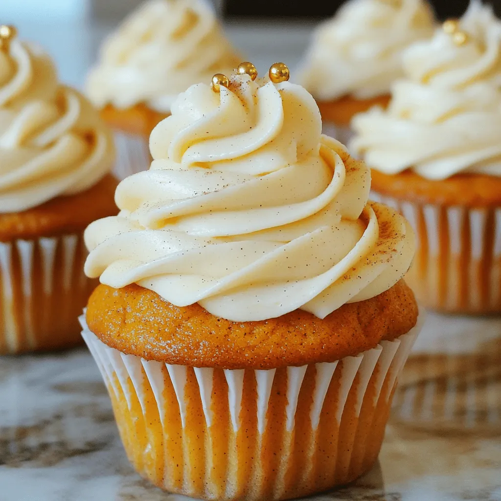 For the Cupcakes: - 1 cup all-purpose flour - 1/2 cup almond flour - 1 tsp baking powder - 1/2 tsp baking soda - 1 tsp ground cinnamon - 1/2 tsp ground nutmeg - 1/4 tsp ground ginger - 1/4 tsp ground cloves - 1/2 tsp salt - 1/2 cup granulated sugar - 1/2 cup brown sugar, packed - 1/2 cup vegetable oil - 2 large eggs - 1 cup pumpkin puree - 1 tsp vanilla extract For the Cream Cheese Frosting: - 8 oz cream cheese, softened - 1/2 cup unsalted butter, softened - 2 cups powdered sugar - 1 tsp vanilla extract - 1/4 tsp ground cinnamon (optional) You need these ingredients to make great pumpkin spice cupcakes. The mix of all-purpose flour and almond flour gives a nice texture. Baking powder and baking soda help them rise. The spices bring the warm flavors of fall right into your kitchen. You will love the sweet touch from both granulated and brown sugar. For the frosting, cream cheese and butter create a rich, creamy topping. Mixing in powdered sugar makes it sweet. Adding a hint of cinnamon gives it extra flavor. You can find the Full Recipe for step-by-step guidance. The cupcakes are perfect for any fall gathering or a cozy night in! - Preheat your oven to 350°F (175°C). - Line a muffin tin with cupcake liners. - In a medium bowl, whisk together: - 1 cup all-purpose flour - 1/2 cup almond flour - 1 tsp baking powder - 1/2 tsp baking soda - 1 tsp ground cinnamon - 1/2 tsp ground nutmeg - 1/4 tsp ground ginger - 1/4 tsp ground cloves - 1/2 tsp salt This blend adds a warm spice that makes these cupcakes shine. - In another large bowl, beat together: - 1/2 cup granulated sugar - 1/2 cup brown sugar - 1/2 cup vegetable oil Beat until smooth. Add in: - 2 large eggs - 1 cup pumpkin puree - 1 tsp vanilla extract Mix until everything is well combined. - Now, gently fold the dry mix into the wet ingredients. - Use a spatula to combine them just until you see no dry flour. Be careful not to overmix. This keeps your cupcakes light and fluffy! - Pour the batter into the lined muffin tin. Fill each liner about two-thirds full. - Bake in the preheated oven for 18-20 minutes. Check doneness with a toothpick. It should come out clean or with a few crumbs. - Let the cupcakes cool in the tin for about 5 minutes. - Then transfer them to a wire rack to cool completely. Prepare the cream cheese frosting while they cool. This is where the magic happens! For the full recipe, follow along with the instructions shared earlier. To keep your cupcakes fluffy, mix the batter gently. Overmixing can make them dense. When you combine the dry and wet ingredients, use a spatula. Fold the mixture until you see no dry flour. It's okay if there are a few lumps. This step is key to light and airy cupcakes. Store any leftover cupcakes in an airtight container. You can keep them at room temperature for up to two days. If you want to keep them longer, place them in the fridge. They stay fresh for about a week this way. Just be sure to let them come back to room temperature before eating. For perfect cream cheese frosting, start with softened cream cheese and butter. Beat them together until smooth. Gradually add powdered sugar while mixing on low speed. This helps to avoid a sugar cloud in your kitchen. If the frosting is too thick, add a tiny splash of milk. This will give you a creamy texture that spreads easily. For a bit of spice, you can mix in some ground cinnamon, too. For the full recipe, check out the section above! {{image_4}} You can change the spices in your cupcakes. Instead of classic pumpkin spice, try adding cardamom for a warm twist. You can also use allspice for a deeper flavor. Feel free to adjust the amounts to suit your taste. A little extra cinnamon can add a nice kick. Remember, spices can change the mood of your cupcakes! If you need gluten-free cupcakes, swap the all-purpose flour for a gluten-free mix. Almond flour works well too, adding a nutty flavor. For a vegan option, replace eggs with flax eggs or applesauce. Use plant-based butter and cream cheese for the frosting. These changes make your cupcakes friendly for everyone. Want to mix things up? Add chocolate chips or chunks to the batter. They melt and provide a delicious contrast. Caramel sauce drizzled on top can create a sweet surprise. You can even fold in nuts like pecans or walnuts for crunch. These little changes can make your pumpkin spice cupcakes even more delightful. For the complete recipe, check out the Full Recipe. To keep your frosted pumpkin spice cupcakes fresh, store them in an airtight container. Place them in the fridge. This helps the cream cheese frosting stay firm and tasty. Avoid stacking them to prevent smudging. You can enjoy them straight from the fridge or let them sit at room temperature for a bit before serving. If you want to save some cupcakes for later, freezing is a great option. First, frost the cupcakes and let them chill in the fridge for about 30 minutes. Then, wrap each cupcake in plastic wrap. Place them in a freezer-safe bag or container. To thaw, simply remove them from the freezer and let them sit at room temperature for a few hours or overnight in the fridge. This way, they remain moist and delicious. These pumpkin spice cupcakes can last about 3-5 days in the fridge. If frozen, they can stay fresh for up to 3 months. Always check for any changes in smell or texture before eating. Storing them properly helps keep their yummy taste and soft texture. For the full recipe, check the section above. Yes, you can use fresh pumpkin. Start by cooking the pumpkin. Cut it in half, scoop out the seeds, and roast it. Bake at 350°F (175°C) for 45-60 minutes until soft. Once it cools, mash it until smooth. You need about one cup of fresh puree. Keep in mind that fresh pumpkin may be a bit more watery. You might need to reduce other liquids in the recipe slightly. This adjustment helps achieve the right batter consistency. To make your cream cheese frosting more stable, use cold cream cheese and butter. Beat them well until fluffy. Gradually add powdered sugar, mixing on low speed. For added stability, you can mix in a bit of cornstarch. If you want a thicker frosting, add more sugar. Avoid overmixing, as this can make the frosting too soft. Chill the frosting for a bit before applying it to the cupcakes. This helps it hold its shape better. Yes, you can prepare these cupcakes ahead of time. Bake the cupcakes and let them cool completely. Store them in an airtight container at room temperature for up to three days. For longer storage, freeze them without frosting. Place them in a freezer-safe bag. They can last up to three months in the freezer. Frost them after thawing to keep the cream cheese fresh. For the full recipe, check the original directions above. You learned how to make delicious pumpkin cupcakes with cream cheese frosting. We covered ingredients, step-by-step instructions, and helpful tips. Remember to mix gently and store them properly to keep them fresh. Feel free to try different spice blends or dietary options for variety. Enjoy baking these treats, and share them with friends and family for smiles all around. Happy baking!