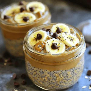 - 1 cup rolled oats - 2 tablespoons chia seeds - 2 tablespoons natural peanut butter (creamy or crunchy) - 2 tablespoons protein powder (chocolate or vanilla flavor) - 2 cups almond milk (or any milk of your choice) - 1 tablespoon honey or maple syrup (optional for sweetness) - 1/4 cup mini chocolate chips - 1/2 banana, sliced (for garnishing) - A pinch of sea salt These ingredients make up the base of our Protein Peanut Butter Cup Overnight Oats. Each item plays a key role in both taste and texture. Rolled oats provide a hearty foundation. They absorb the milk well and become soft overnight. Chia seeds add a nice crunch and boost the fiber. Natural peanut butter gives a rich flavor and healthy fats. Protein powder increases the protein content, which keeps you full. Almond milk or any milk you like makes everything creamy. Honey or maple syrup adds sweetness, but it is optional. Mini chocolate chips bring little bursts of chocolate joy. Lastly, the banana on top adds freshness and a pop of color. With these ingredients, you can create a delicious, nutritious breakfast that you can enjoy any day of the week. - Mixing dry ingredients Start by taking a large bowl. Add 1 cup of rolled oats, 2 tablespoons of chia seeds, and 2 tablespoons of protein powder. Mix these dry ingredients well. This step ensures they blend evenly. - Combining wet ingredients In another bowl, whisk together 2 cups of almond milk and 2 tablespoons of peanut butter. If you want it sweeter, add 1 tablespoon of honey or maple syrup. Don’t forget a pinch of sea salt! This mixture should be smooth and creamy. - Merging dry and wet ingredients Slowly pour the wet mixture into the bowl with the dry ingredients. Stir until everything is well combined. Make sure no dry bits remain visible. This creates a yummy base for your oats. - Folding in chocolate chips Gently fold in 1/4 cup of mini chocolate chips. Be careful not to break them. This adds a tasty surprise in each bite. - Dividing into jars Divide the oat mixture between two jars. Press down gently to pack the oats inside. This helps them soak up the liquid while chilling. - Refrigerating overnight Seal the jars tightly and place them in the fridge. Leave them overnight or for at least four hours. This allows the oats to soften and thicken. When you wake up, your delicious Protein Peanut Butter Cup Overnight Oats will be ready to enjoy! Just stir, add sliced banana, and top with extra chocolate chips if you like. Choosing the right protein powder Pick a protein powder that you enjoy. Chocolate adds rich flavor. Vanilla is lighter and versatile. Both can enhance your oats. Look for options with clean ingredients. Avoid those with lots of additives. Variations of nut butter Peanut butter is classic, but feel free to experiment. Almond butter brings a nutty twist. Cashew butter creates a creamy texture. Choose your favorite to mix things up. Sweetening options Honey or maple syrup can sweeten your oats. Use them to taste. If you prefer a sugar-free option, try mashed banana. It adds natural sweetness and creaminess. Blending tips for peanut butter To blend peanut butter smoothly, whisk it with milk first. This helps break down lumps. A smooth mixture makes it easier to mix with oats. Importance of mixing thoroughly Mixing well is key to great overnight oats. Ensure all dry ingredients are combined first. Then, blend in the wet mix completely. This prevents dry spots and gives you creamy oats. Presentation ideas with garnishes Serve your oats in jars for a fun look. Top with sliced banana and extra chocolate chips. A sprinkle of chia seeds adds texture. Drizzling honey or maple syrup enhances the visual appeal. Pairing options for a complete breakfast Pair your oats with a side of fruit or yogurt. Fresh berries or sliced apples work well. A hard-boiled egg can add extra protein. Enjoy a balanced meal to kickstart your day. {{image_4}} You can change the taste of your overnight oats in fun ways. Consider adding fruits like berries, apples, or sliced peaches. Berries add freshness and a burst of color. Apples give a nice crunch and sweetness. Try mixing in nuts or seeds too. Chopped almonds or walnuts give a nice crunch. Sunflower seeds or pumpkin seeds add extra nutrition. If you want a vegan version, swap the honey for maple syrup. Use a plant-based protein powder to keep it vegan-friendly. For gluten-free oats, make sure to choose certified gluten-free rolled oats. This way, you can enjoy your protein peanut butter cup overnight oats without worry. To keep your Protein Peanut Butter Cup Overnight Oats fresh, store them in the fridge. Use jars with tight lids to prevent spills and keep them air-tight. This method helps the oats absorb the liquid and flavors well. These oats last up to five days in the fridge. You can enjoy them anytime during that period. Just remember to give them a good stir before you eat. If you want to make a big batch, freezing is a great option. To freeze, pour the oats into freezer-safe containers. Leave some space at the top because the oats may expand. When ready to eat, thaw your oats in the fridge overnight. If you want them to be creamy again, mix in a splash of milk after thawing. This helps revive the texture and flavor. Enjoy your tasty, protein-packed breakfast anytime! You can use any milk you like. Options include cow's milk, oat milk, or soy milk. Each milk adds a unique taste. Choose what you enjoy most. If you prefer a nut-free option, go for oat milk or coconut milk. Yes, you can easily make these overnight oats vegan. Just use plant-based protein powder and substitute honey with maple syrup. This way, you keep it delicious and plant-based. Enjoy the same great taste without any animal products. Overnight oats can last in the fridge for up to five days. Store them in sealed jars to keep them fresh. This makes them a great option for meal prep. Just stir well before eating for the best texture. Absolutely! These oats are perfect for meal prep. Make a batch at the start of the week. They are quick, easy, and ready to grab in the morning. Add different toppings each day for variety. You can adjust sweetness by adding or reducing honey or maple syrup. Taste the mixture before chilling to find your perfect level. If you like it sweeter, add more syrup. For less sweetness, skip the added sweetener. Enjoy your oats just the way you like them! In this article, we explored how to make delicious overnight oats. You learned about essential ingredients and step-by-step preparation. We discussed tips for mixing and enjoying variations to suit your taste. Remember, you can switch out ingredients based on your needs. Overnight oats are easy to store and even easier to make. So, grab your oats and start your tasty breakfast journey today!