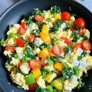 - 8 large egg whites - 1 cup fresh spinach, chopped - 1/2 cup cherry tomatoes, halved - 1/4 cup low-fat cottage cheese - 1/4 cup bell pepper, diced - 2 green onions, finely sliced - 1 tablespoon olive oil - 1 teaspoon garlic powder - Salt and black pepper to taste - Fresh herbs for garnish (optional) When I make a protein egg white scramble, I love how simple it is. The first step is gathering the ingredients. You need eight large egg whites. These are low in fat and full of protein. Next, I add one cup of fresh spinach. It gives a nice color and boosts nutrients. I also use half a cup of cherry tomatoes. Their sweetness enhances the flavor. For creaminess, I include a quarter cup of low-fat cottage cheese. It melts beautifully and adds richness. I like to use a quarter cup of bell pepper, diced. Any color works, and they add crunch. Two green onions, finely sliced, bring a fresh taste. To cook everything, I use one tablespoon of olive oil. It helps sauté the veggies nicely. One teaspoon of garlic powder adds flavor without the fuss of fresh garlic. Finally, don't forget salt and black pepper to taste. You can sprinkle fresh herbs on top for a lovely finish. This mix of ingredients makes a fantastic and healthy meal. Each item plays a role in taste and nutrition. You can easily adjust the recipe based on what you have at home. Enjoy cooking! To start, heat the olive oil in a non-stick skillet over medium heat. Let it warm for about one minute. You want it hot but not smoking. Next, add the diced bell peppers to the skillet. Sauté them for about 2-3 minutes. Stir occasionally until they soften and smell great. Now, it's time to add more color and flavor. Toss in the chopped spinach and halved cherry tomatoes. Cook this mix for another 2 minutes. Stir gently until the spinach wilts and the tomatoes get soft. The vibrant colors make it look appetizing! In a medium bowl, grab your egg whites. Add garlic powder, salt, and black pepper. Whisk everything together until it looks frothy and well-mixed. This step adds air, making the eggs light and fluffy. Carefully pour the whisked egg whites over the sautéed vegetables in the skillet. Allow them to cook undisturbed for about 2-3 minutes. This helps the edges set and creates a nice texture. When you see the edges firm up, it’s time for the next step! Using a spatula, gently stir the mixture. This encourages the uncooked egg whites to flow towards the edges. When the eggs are mostly cooked but still soft, add the cottage cheese and sliced green onions. Stir gently to mix everything, cooking for another 1-2 minutes until warmed. Serve in deep bowls. For a great look, sprinkle fresh herbs on top just before serving. Enjoy your colorful, healthy meal! - Using fresh herbs and spices: Fresh herbs like parsley or chives add a bright touch. They make your dish pop with flavor. You can also use spices like paprika or cumin. Just a pinch can change the whole dish! - Pairing suggestions with sides: Serve your scramble with whole-grain toast or a fresh salad. These sides bring in more texture and taste. Try adding avocado on the side for healthy fats. - Achieving the perfect scramble consistency: Stir gently while cooking to keep the eggs fluffy. If you over-stir, the eggs may become dry. You want a soft and creamy texture, not rubbery. - Importance of non-stick skillet: A non-stick skillet helps prevent sticking. This means easy cooking and cleaning. It also allows for even cooking, so your eggs can set just right. - Nutritional advantages of egg whites: Egg whites are low in calories and high in protein. This makes them great for muscle building without extra fat. They also provide essential amino acids your body needs. - How this dish fits into a balanced diet: Protein helps keep you full longer. This dish can be part of a healthy breakfast or lunch. Add veggies for fiber, and you have a well-rounded meal! {{image_4}} You can change the veggies based on the season. In spring, use asparagus or zucchini. In summer, try corn or bell peppers for sweetness. Fall is great for mushrooms or kale. Winter brings hearty greens like collards or Swiss chard. Sneaking in more greens is easy. You can add kale, arugula, or even broccoli. These greens boost nutrition and add color. You get extra vitamins without losing taste. To make your meal even better, add lean meats. Turkey or chicken work well. They mix nicely with egg whites and veggies. You get more protein and flavor in each bite. If you prefer plant-based options, try adding black beans or chickpeas. They add fiber and protein. Tofu is another great choice. It absorbs flavors well and makes the dish filling. For a creamy taste, you can use different cheeses. Feta or goat cheese adds a tangy kick. Cheddar gives a classic flavor that many love. If you want dairy-free options, try nutritional yeast. It adds a cheesy flavor without dairy. You can also use almond or cashew cheese. These options keep the dish light and tasty while fitting into various diets. Store your leftover protein egg white scramble in an airtight container. This keeps it fresh and safe to eat. It can stay good in the fridge for up to three days. Always let it cool down before you seal it up. This prevents moisture buildup, which can spoil your dish faster. To reheat your scramble, use a non-stick skillet over low heat. This helps keep the eggs soft and fluffy. Stir gently while warming to avoid overcooking. You can also use the microwave. Heat it in short bursts of 30 seconds, stirring in between. This keeps the flavor and texture just right. Enjoy your delicious scramble again! Yes, you can use whole eggs. Whole eggs add more fat and flavor. They also provide more nutrients, like vitamin D. However, they are higher in calories. If you aim for lower calories, stick with egg whites. Balancing both can give a rich taste without too many calories. For a complete meal, try these sides: - Whole-grain toast - Avocado slices - Fresh fruit, like berries or bananas - A light salad with mixed greens These options add carbs and healthy fats to your meal, making it more filling. To make it vegan, replace egg whites with tofu. Soft tofu works best. Mash it up, and season well. You can also use chickpea flour, mixed with water to form a batter. This adds protein and keeps it plant-based. Don’t forget your favorite veggies! Yes, this recipe is great for meal prep. You can cook it in advance and store it in the fridge for up to three days. Use airtight containers to keep it fresh. Just reheat it in the microwave before serving. You can freeze the egg white scramble. Allow it to cool completely before freezing. Store it in freezer-safe bags or containers. When you're ready to eat, thaw it overnight in the fridge. Reheat it on the stove or microwave until hot. This recipe for a protein-packed egg white scramble is easy to follow and healthy. You learned how to prepare the ingredients, cook them just right, and enhance the flavor. By adding seasonal veggies or proteins, you can make it your own. You also discovered storage tips to keep leftovers fresh and delicious. Remember, this dish offers flexibility and taste, making it great for any meal. Enjoy experimenting with it! Your mealtime just got more exciting and nutritious.