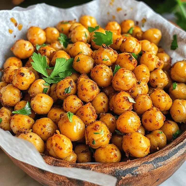 - 1 can (15 oz) chickpeas, thoroughly drained and rinsed - 2 tablespoons olive oil - 1 tablespoon smoked paprika - 1 tablespoon garlic powder - 1 tablespoon onion powder - 1 tablespoon brown sugar - 1 teaspoon salt - 1 teaspoon black pepper - 1 teaspoon cayenne pepper (or to taste for spice lovers) - 2 teaspoons apple cider vinegar Choosing the right chickpeas matters. Use high-quality canned chickpeas for the best taste. Look for brands without added preservatives. They should be firm and not mushy. Fresh spices also play a big role. Fresh spices give the best flavor. Old spices lose their kick and may taste bland. Buying whole spices and grinding them can add a rich taste. This small step makes your BBQ chickpeas shine. Quality ingredients lead to crispy, flavorful snacks that impress everyone. Preheating your air fryer is key. Set it to 400°F (200°C). Let it warm up for about 5 minutes. This helps the chickpeas get crisp all over. If the air fryer is not hot enough, your snack may turn out soggy. First, drain and rinse the chickpeas from the can. Use a colander to do this well. After rinsing, it is important to dry them. I recommend using a paper towel. Pat them gently to remove extra moisture. Drying helps achieve the perfect crunch. In a mixing bowl, combine the olive oil, smoked paprika, garlic powder, onion powder, brown sugar, salt, black pepper, cayenne pepper, and apple cider vinegar. Whisk until it is well blended. This creates a rich and tasty seasoning mix. Now, add the dried chickpeas to the bowl. Toss them well so they are evenly coated. Next, place the chickpeas in a single layer in the air fryer basket. Cook for 12-15 minutes. Shake the basket halfway through cooking. This ensures all the chickpeas get crispy. When they turn golden brown, they are ready. Remove them carefully and let them cool a bit. Adjust the seasoning if needed before serving. To get the crispiest BBQ chickpeas, start with drying them well. After draining and rinsing, use a paper towel to pat them dry. This step is key. Any moisture left will make them soggy. Next, preheat your air fryer to 400°F (200°C) for about 5 minutes. This helps create a perfect crust. When you cook, lay the chickpeas in a single layer. Overcrowding can lead to uneven cooking. Shake the basket halfway through cooking for even crispiness. Do you like it spicy? You can adjust the cayenne pepper to fit your taste. For a milder flavor, reduce the cayenne or leave it out. You can also add other spices. Consider chili powder, cumin, or even a pinch of cinnamon for a twist. Try it out to find your perfect mix. Serve these crunchy chickpeas in a fun way! You can use a rustic bowl or a stylish platter lined with parchment paper. This adds visual appeal. Pair them with drinks like iced tea or a fruity soda for a tasty snack. For a creative platter, add fresh veggies like carrots and cucumbers. This makes for a colorful display. You can also sprinkle the chickpeas over salads to give them extra crunch. The options are endless! {{image_4}} You can change the taste of your crispy BBQ chickpeas by using different seasonings. Try ranch seasoning for a creamy twist. Buffalo seasoning adds a spicy kick. You can even mix a dash of cumin and chili powder for a smoky flavor. These chickpeas fit many diets. They are gluten-free and vegan, making them perfect for everyone. You can enjoy these snacks without worrying about dietary restrictions. Just check your seasoning mixes to ensure they are also gluten-free. You can swap out ingredients easily. For oil, use avocado oil for a lighter flavor. If you prefer a sweeter taste, try maple syrup instead of brown sugar. Each change can create a new version of this tasty snack. Experimentation is key to finding your favorite! To keep your crispy BBQ chickpeas fresh, use an airtight container. A glass jar or a plastic container works well. Avoid using bags, as they may not keep air out. Make sure the chickpeas are completely cool before sealing. This helps prevent moisture build-up that can make them soggy. When you want to enjoy crispy chickpeas again, reheating is key. Place them in the air fryer at 350°F (175°C) for about 5 minutes. This method helps keep them crunchy. You can also use an oven. Spread them on a baking sheet and heat for the same time. Avoid using the microwave, as it makes them soft. Crispy BBQ chickpeas can last up to a week when stored properly. After that, they may lose their crunch and flavor. If you want to keep them longer, consider freezing them. However, freezing may change their texture. To enjoy the best taste, aim to eat them within a week. Yes, you can! If you don't have an air fryer, you can use your oven. Preheat your oven to 400°F (200°C). Spread the seasoned chickpeas on a baking sheet in a single layer. Bake for 25 to 30 minutes, stirring halfway through. This method will still give you crispy chickpeas, but it may take a bit longer. To make your BBQ chickpeas milder, skip the cayenne pepper. You can also reduce the black pepper. Instead, add more smoked paprika or garlic powder for flavor without the heat. If you want a sweet twist, try adding a bit more brown sugar. This will balance the flavors and keep them tasty. Absolutely! Chickpeas are super versatile. You can make hummus by blending them with tahini, lemon juice, and garlic. Roast them with different spices for a crunchy snack. You can even toss them in salads for added protein. Try adding them to soups or stews for a healthy boost. The options are endless! This post showed you how to make tasty air-fried chickpeas. We covered every step, from the key ingredients to cooking methods. Remember, using good-quality chickpeas and fresh spices makes a big difference. If you need more flavor, try different seasonings or make a creamy dip. Store leftovers in a tight container, so they stay fresh. Explore all the fun ways to enjoy chickpeas, whether in snacks or meals. Start cooking and enjoy your healthy bites!