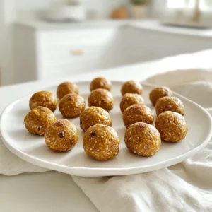 - 1 cup rolled oats - 1/2 cup canned pumpkin puree - 1/2 cup almond butter (or peanut butter for a different flavor) The base of these bites starts with rolled oats. They provide fiber and energy. The canned pumpkin puree adds moisture and flavor. It also gives a nice orange color. Almond butter or peanut butter adds creaminess and healthy fats. You can pick either nut butter based on your taste. - 1/4 cup honey or maple syrup (adjust to taste) - 1 teaspoon pumpkin pie spice - 1/2 teaspoon vanilla extract For sweetness, you can use honey or maple syrup. Both add a rich flavor. Adjust the amount to your liking. Pumpkin pie spice brings warmth and depth. It makes these bites feel like fall. The vanilla extract adds a sweet aroma that makes them more inviting. - 1/4 cup ground flaxseed - 1/4 cup mini chocolate chips (optional, for extra sweetness) - A pinch of salt Ground flaxseed boosts nutrition with omega-3 fatty acids. It also helps bind the mixture. Mini chocolate chips are optional but add extra sweetness. A small pinch of salt enhances all the flavors. These ingredients come together to make a balanced and tasty snack. 1. Mixing the Base Ingredients In a large bowl, combine 1 cup of rolled oats, 1/2 cup of canned pumpkin puree, and 1/2 cup of almond butter. Add 1/4 cup of honey or maple syrup. Use a spatula to mix until smooth and well combined. 2. Adding Spices and Flaxseed Next, sprinkle in 1 teaspoon of pumpkin pie spice, pour in 1/2 teaspoon of vanilla extract, and add 1/4 cup of ground flaxseed. Don't forget a pinch of salt! Stir well until everything is evenly mixed. 3. Incorporating Optional Chocolate Chips If you want some extra sweetness, fold in 1/4 cup of mini chocolate chips. This step is optional but adds a fun twist! 1. Rolling the Mixture into Balls With clean hands, scoop out about 1 tablespoon of the mixture. Roll it into a small ball. Repeat this until you shape all the mixture into 14-16 energy bites. 2. Placing on the Baking Sheet Place each ball on a parchment-lined baking sheet. Make sure they are spaced apart so they don&rsquo;t stick together. 3. Refrigerating for Firmness Put the baking sheet in the fridge for at least 30 minutes. This helps the bites firm up and hold their shape. 1. Transferring to an Airtight Container Once firm, carefully move the energy bites to an airtight container. This keeps them fresh longer. 2. Storing Options (fridge vs freezer) You can store these bites in the fridge for up to one week. If you want to keep them longer, freeze them. They can last for a few months in the freezer! - Alternative Nut Butters: You can use any nut butter you prefer. Almond butter adds creaminess. Peanut butter gives a richer flavor. Sunflower seed butter works well too if you need a nut-free option. Each choice changes the taste a bit. - Adjusting Sweetness Levels: I suggest starting with 1/4 cup of honey or maple syrup. You can add more if you want it sweeter. Try tasting as you mix. This helps you find the perfect balance for your palette. - Incorporating Superfoods or Seeds: Feel free to add chia seeds or hemp seeds for extra nutrition. These add fiber and protein. You can also mix in dried fruits like cranberries or raisins for a chewy texture. - Plating Ideas for Serving: Arrange the energy bites in a small bowl or on a colorful plate. You can create a fun display by stacking them. This makes them look inviting and ready to eat. - Garnishing Tips: A sprinkle of cinnamon on top adds a nice touch. You can also place a few mini chocolate chips on each bite. This makes them even more appealing and tasty. - Health Benefits of Key Ingredients: Rolled oats provide fiber and keep you full. Pumpkin adds vitamins A and C, helping your immune system. Flaxseed brings omega-3 fatty acids, which are great for heart health. - Energy-boosting Attributes: These bites offer a quick energy boost. The mix of oats and nut butter gives you lasting energy. They are perfect for a snack before a workout or as a midday pick-me-up. {{image_4}} You can spice up your pumpkin spice energy bites with fun flavors! - Chocolate Pumpkin Spice Energy Bites: Add 1/4 cup of mini chocolate chips to the mix. These chips give a sweet surprise. You can also melt dark chocolate and drizzle it over the bites for a fancy touch. - Nut-Free Version: Swap almond butter for sunflower seed butter. This keeps it nut-free while still being tasty. You can use tahini too, which adds a unique flavor. Not all ingredients work for everyone. Here are some swaps: - Gluten-Free Options: Use gluten-free oats. Make sure the oats are certified gluten-free to avoid cross-contamination. This keeps your bites safe for those with gluten issues. - Vegan Adjustments: Replace honey with maple syrup or agave nectar. Both sweeteners work well and keep the bites vegan-friendly. These energy bites are great on their own but can be paired with other items: - Pairing with Beverages: Serve them with warm apple cider or a pumpkin spice latte. The flavors match perfectly, making your snack cozy. - Creative Snack Combinations: Try pairing them with yogurt or fruit slices. They make a wonderful addition to a snack platter for parties. To keep your Pumpkin Spice Energy Bites fresh, store them in the fridge. Place them in an airtight container. This helps prevent moisture loss. You can also freeze them for longer storage. Freezing keeps the bites tasty for a longer time. In the fridge, these energy bites last about one week. If you freeze them, they can last up to three months. This is great for meal prep or busy days. When you're ready to eat frozen bites, thaw them in the fridge overnight. This keeps them soft and tasty. For containers, clean them well before reuse. This helps avoid any old flavors mixing in. Making Pumpkin Spice Energy Bites is quick and easy. The prep time is just 10 minutes. Rolling the bites takes about another 10 minutes. After that, you need to chill them for at least 30 minutes. In total, you spend about 40 minutes from start to finish. Yes, you can make these energy bites ahead of time. They are perfect for meal prep. Just prepare a batch and store them in the fridge. They stay fresh for up to one week. You can also freeze them for longer storage. If you freeze them, just thaw them before enjoying. Pumpkin Spice Energy Bites are a healthy snack option. They use whole ingredients like oats and pumpkin puree. Oats provide fiber, which is great for digestion. Pumpkin is rich in vitamins, especially vitamin A. Almond butter gives you healthy fats and protein. These bites are sweetened with honey or maple syrup, which is better than refined sugar. Overall, they make a nutritious and tasty treat. In this post, I discussed how to make Pumpkin Spice Energy Bites. We covered key ingredients like oats, pumpkin puree, and nut butter. I shared step-by-step instructions for preparation and storage. You learned tips for customizing your bites and their nutritional benefits. These tasty snacks offer energy and can fit into many diets. Try them as a quick treat or boost for your day. Enjoy experimenting with flavors and ingredients to make them your own!
