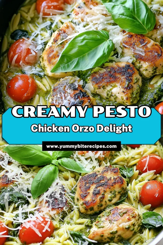 Indulge in a delicious one pot creamy pesto chicken orzo that’s perfect for a quick weeknight dinner! This easy recipe combines tender chicken, creamy basil pesto, and orzo pasta for a comforting meal. In just 30 minutes, you can impress your family with a delightful dish that’s full of flavor. Click to explore the full recipe and make your dinner extraordinary tonight! #OnePotMeals #CreamyPestoChicken #ChickenOrzo #EasyRecipes