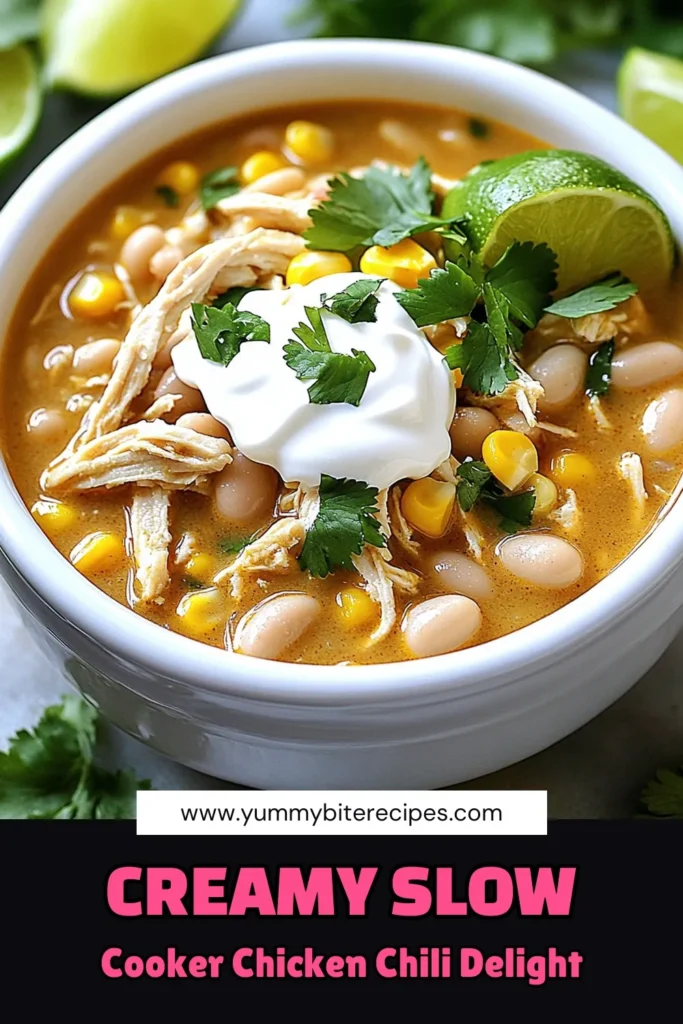 Warm up with this velvety slow cooker white chicken chili that's perfect for any day! With tender chicken, creamy beans, and a kick of spices, this recipe is sure to be a family favorite. Just toss everything in your slow cooker and let the magic happen. Click through to explore the full recipe and enjoy cozy, delicious meals all week long! #SlowCookerRecipes #ChickenChili #ComfortFood #EasyRecipes
