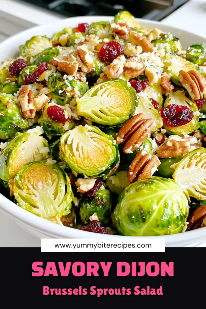 Elevate your salad game with this delicious Dijon Brussels Sprouts Salad with Pecans! This vibrant dish combines roasted Brussels sprouts, crunchy pecans, and a zesty Dijon mustard dressing, perfect for any occasion. It's easy to make and packed with flavor! Don’t miss out on this delightful recipe – click through for the full details and impress your guests. #BrusselsSproutsSalad #DijonMustard #HealthyEats #SaladRecipe