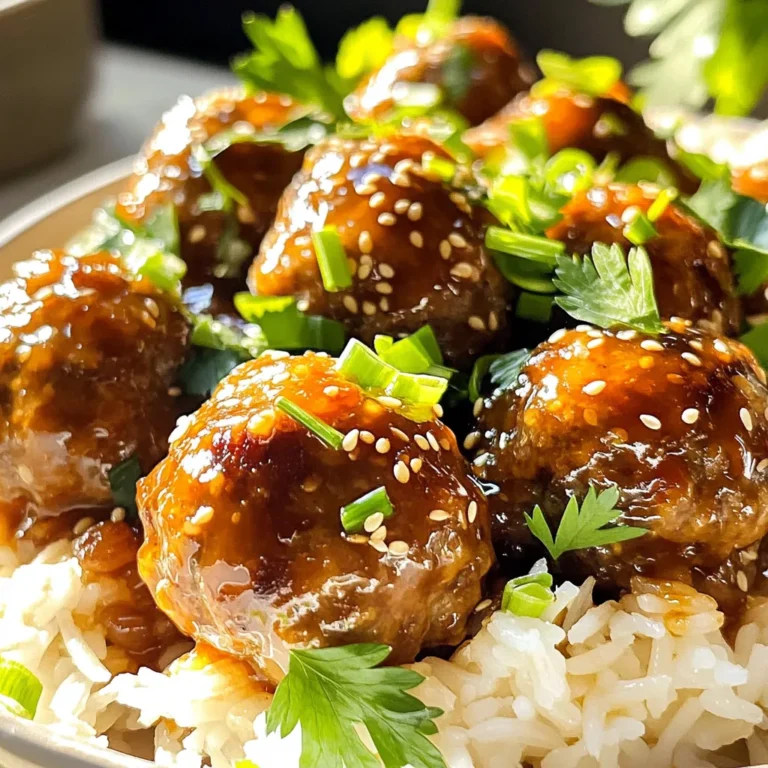 - 1 lb ground beef (or turkey) - 1 cup breadcrumbs (Italian-style) - 1/4 cup grated Parmesan cheese - 1/4 cup fresh parsley (finely chopped) - 2 cloves garlic (finely minced) - 1/3 cup honey - 1/4 cup soy sauce (low sodium) - 2 tablespoons rice vinegar - 1 tablespoon sesame oil (optional) The main ingredients for these meatballs are simple yet key. Ground beef gives them a rich taste. You can switch to turkey for a leaner meal. Breadcrumbs add texture, while Parmesan cheese brings a salty kick. Flavor enhancers are just as important. Fresh parsley gives a nice color and taste. Garlic adds a punch that pairs well with honey. Speaking of honey, it sweetens the sauce and balances all the flavors. For the sauce, low-sodium soy sauce keeps it savory without too much salt. Rice vinegar adds a touch of tang. If you want a deeper flavor, sesame oil is a great choice. This mix of ingredients makes the meatballs sweet and savory. To start, gather your ingredients. In a large bowl, combine the ground beef or turkey, breadcrumbs, grated Parmesan cheese, chopped parsley, minced garlic, egg, salt, and black pepper. Use your hands or a spoon to mix them together. Make sure everything is well blended, but be careful not to overmix. This keeps the meatballs tender. Next, shape the mixture into 1-inch meatballs. Aim for uniform sizes so they cook evenly. Place each meatball on a baking sheet lined with parchment paper. This prevents sticking and makes cleanup easy. You should end up with about 20 meatballs. Now, let’s make the honey garlic sauce. In a separate bowl, whisk together honey, soy sauce, rice vinegar, and sesame oil, if you are using it. For a thicker sauce, add cornstarch and whisk until smooth. This will give your sauce a great texture and flavor. To start, I lightly grease the inside of the slow cooker. This helps keep the meatballs from sticking. Next, I place the meatballs in a single layer. This step is key. It allows the meatballs to cook evenly. Now, it's time to add flavor. I drizzle the honey garlic sauce over the meatballs. I make sure each meatball gets a nice coat of sauce. This helps enhance the sweet and savory taste. I cover the slow cooker and set the heat. For a slow cook, I choose low for 4-5 hours. If I want it faster, I set it to high for 2-3 hours. The meatballs are ready when they are fully cooked and the sauce is warm. I check for the right thickness, too. {{image_4}} To make the best meatballs, keep a few tips in mind. First, avoid overmixing your meatball mixture. If you mix too much, your meatballs can turn out tough. I recommend using a cookie scoop. This gives you evenly sized meatballs. Uniform sizes cook at the same rate and look great on the plate. For the sauce, you may want to adjust its thickness. If you like a thicker sauce, cornstarch is your best friend. Just mix a tablespoon of cornstarch into the sauce. Whisk it well to avoid any lumps. This simple step makes a huge difference in texture. When it comes time to serve, think about presentation. You can serve these meatballs over fluffy rice or spiralized zucchini noodles. Both choices add fun and flavor. For a finishing touch, garnish with sliced green onions and sesame seeds. This not only adds a pop of color but also provides extra flavor. Your meal will look as good as it tastes! You can switch the ground beef for ground turkey or chicken. This makes the dish lighter and just as tasty. If you want a vegan option, try plant-based meat substitutes. They work great in this recipe. Just make sure to follow the same steps for mixing and cooking. The honey sauce can change with different types of honey. Try clover or wildflower honey for a new flavor. If you like heat, add sriracha or chili flakes. This gives the sauce a nice kick that many enjoy. Add veggies like bell peppers or onions for more flavor and nutrition. These can cook down in the slow cooker and blend well with the meatballs. If you need gluten-free options, use gluten-free breadcrumbs. They work well and keep the meatballs nice and tender. To store leftover meatballs, place them in an airtight container. This keeps them fresh. You can store them in the fridge for up to 3-4 days. Make sure they cool down before sealing the container to avoid condensation. This helps maintain their texture. For best results, freeze cooked meatballs in a single layer on a baking sheet. Once they are frozen, transfer them to a freezer-safe bag. Label the bag with the date. To thaw, place them in the fridge overnight. You can reheat them in the microwave or on the stovetop. Make sure they are heated through to enjoy their full flavor. Incorporate honey garlic meatballs into your weekly meal prep. They are versatile and easy to pair with different sides. Try serving them with rice, pasta, or a fresh salad. You can also use them in sandwiches or wraps. This adds variety to your meals throughout the week. You can store honey garlic meatballs in the fridge for up to 3-4 days. Make sure to place them in an airtight container. This keeps them fresh and safe to eat. If you want them to last longer, consider freezing them instead. Yes, you can make these meatballs ahead of time. You can prepare the meatball mixture and form the meatballs a day before. Just store them in the fridge. If you want, you can cook them and store the cooked meatballs in the fridge too. Reheat them before serving for the best flavor. You can serve honey garlic meatballs with many sides. Here are some ideas: - Fluffy white rice - Brown rice for a healthier option - Spiralized zucchini noodles for a low-carb dish - Steamed broccoli or green beans for color and crunch - A fresh green salad to balance the sweetness of the meatballs These sides will enhance your meal and make it even more enjoyable! This blog covered how to make delicious honey garlic meatballs. We discussed ingredients, preparation steps, and cooking methods. I shared tips for perfect meatballs and serving ideas. You can easily adjust flavors and ingredients to suit your taste. These meatballs are great for meal prep or parties. Trust me, once you try them, they'll be a new favorite in your home. Enjoy experimenting and making this dish your own!