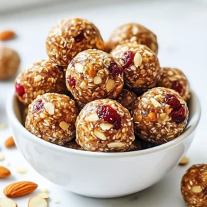 - 1 cup rolled oats - 1/2 cup creamy almond butter - 1/4 cup honey or maple syrup - 1/2 cup dried cranberries, finely chopped - 1/4 cup almond slices - 1/2 teaspoon vanilla extract - 1/4 teaspoon ground cinnamon - Pinch of sea salt The ingredients in these cranberry almond energy balls are simple and wholesome. Each one plays a role in creating a tasty and healthy snack. - Rolled oats provide fiber and help keep you full. - Creamy almond butter adds healthy fats and a rich flavor. - Honey or maple syrup gives natural sweetness. You can choose based on your taste. - Dried cranberries give a burst of tartness and sweetness. - Almond slices add crunch and extra nutrients. - Vanilla extract enhances the flavor. - Ground cinnamon brings warmth and depth. - A pinch of sea salt balances the sweetness. These energy balls are packed with nutrition. They are: - High in fiber: This helps digestion and keeps you feeling satisfied. - Rich in healthy fats: Almond butter and almond slices provide good fats for energy. - Natural sweeteners: Honey or maple syrup gives a sweet taste without refined sugars. Making these energy balls is not just fun; it's smart. You get a snack that is tasty and good for you! {{ingredient_image_2}} - Mixing the base ingredients In a large mixing bowl, combine 1 cup of rolled oats, 1/2 cup of creamy almond butter, and 1/4 cup of honey or maple syrup. Use a spatula or wooden spoon to mix well. You want a thick and sticky blend. - Incorporating additional ingredients Now, add 1/2 cup of finely chopped dried cranberries, 1/4 cup of almond slices, 1/2 teaspoon of vanilla extract, 1/4 teaspoon of ground cinnamon, and a pinch of sea salt. Mix again until everything is evenly combined. - Rolling technique tips With clean hands, grab about a tablespoon of the mixture. Roll it between your palms to create a ball. Keep the balls about the size of a golf ball. Make sure they are smooth and round. - Spacing on the tray Place the balls on a parchment-lined baking sheet. Leave some space between each ball. This helps when you handle them later. - Importance of chilling Put the baking sheet in the fridge and chill for at least 30 minutes. Chilling helps the energy balls firm up. This makes them easier to eat and keeps their shape. - Storing in an airtight container Once firm, transfer the energy balls to an airtight container. They can last in the fridge for up to one week. You can also freeze them for longer storage. Enjoy! To get the best texture for your energy balls, mix your ingredients well. I like to use a spatula to blend the oats and almond butter first. This helps create a sticky base. Next, add the cranberries and almonds, mixing until every piece is coated. If your mixture feels too dry, add a bit more almond butter or honey. Customization is key to making these energy balls your own. You can swap dried cranberries for other dried fruits like apricots or raisins. You can also change almond slices to walnuts or pecans. Adding a scoop of protein powder can give them an extra boost. When serving your energy balls, think about how to make them look great. I like to arrange them in a small bowl. You can sprinkle extra almond slices around for a nice touch. This makes them look inviting and fun to eat. Pair these bites with a cold glass of almond milk or a warm cup of tea. They make a perfect snack for any time of the day. You can even pack them for a picnic or road trip. They are easy to grab and tasty on the go! Pro Tips Use Fresh Ingredients: Always opt for fresh, high-quality dried cranberries and almonds to enhance the flavor and nutritional value of your energy bites. Customize Sweetness: Adjust the sweetness according to your preference by varying the amount of honey or maple syrup. You can also experiment with different sweeteners like agave or coconut nectar. Chill for Firmness: Don&rsquo;t skip the chilling step! Allowing the energy bites to firm up in the refrigerator helps them hold their shape better, making them easier to handle. Experiment with Add-ins: Feel free to get creative by adding other mix-ins like chia seeds, flaxseeds, or even chocolate chips for a different flavor profile. {{image_4}} You can make your energy balls even more fun! Adding chocolate chips gives a sweet touch. Choose dark chocolate for a richer flavor. You can also add seeds like chia or flax. These seeds boost nutrition and add crunch. If you want a change in sweetness, try agave nectar. It has a mild flavor and is easy to mix in. Date paste is another great option. It adds a rich taste and natural sweetness. Want to make these energy balls gluten-free? Just use gluten-free oats. This keeps the same great taste without gluten. For a vegan version, swap honey for maple syrup or agave. This way, everyone can enjoy these tasty bites! You can keep your cranberry almond energy balls in the fridge for up to one week. Store them in an airtight container to keep them fresh. If you notice any unusual smell or mold, it's time to toss them out. Always check for a change in texture. If they feel too dry or hard, they may not be good to eat. To freeze your energy balls, first, arrange them on a baking sheet in a single layer. Place the sheet in the freezer for about two hours until they are firm. Then, transfer the frozen energy balls to a freezer-safe bag or container. This helps prevent them from sticking together. For thawing, simply take out a few balls and let them sit at room temperature for about 10-15 minutes. Enjoy them fresh and tasty! Cranberry almond energy balls last up to one week in the fridge. Store them in an airtight container. They can also freeze for longer storage. When frozen, they keep well for about three months. Yes, you can use different nuts or seeds! Almonds are great, but walnuts, pecans, or sunflower seeds work well too. Just chop them finely. This lets you customize flavors and textures to your liking. Absolutely! These energy balls are perfect for kids. They are fun to eat and packed with energy. The sweetness from honey or maple syrup makes them a tasty treat that kids love. Yes, making these in bulk is easy! You can double or triple the recipe. Just store extras in the fridge or freezer. This way, you always have a healthy snack ready to go. You now have a clear guide to making tasty cranberry almond energy balls. We explored the key ingredients and their health benefits, plus step-by-step instructions to make the process easy. I shared helpful tips to perfect your energy balls, variations to try, and storage advice to keep them fresh. These energy balls are nutritious and fun. Enjoy creating and sharing them with friends and family. You&rsquo;ll have a healthy snack ready anytime!