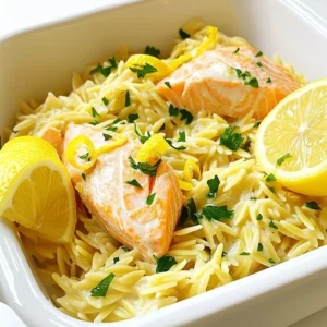 Creamy Lemon Garlic Orzo with Salmon Delightful Meal