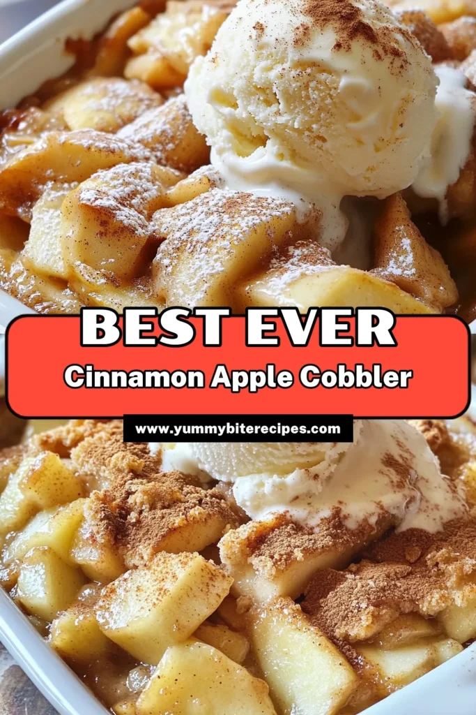 Craving something sweet? This Homemade Apple Cobbler is the ultimate Cozy Dessert Recipe! With our easy Cinnamon Apple Cobbler Recipe, enjoy soft, spiced apples enveloped in a delightful crust. This Apple Cobbler with Cinnamon is perfect for gatherings or a comforting treat at home. Get ready to impress your family with this Easy Apple Cobbler Recipe that’s as delicious as it is simple. Try it now and invite warmth into your kitchen! #AppleCobbler #DessertRecipes #CozyBaking #FallTreats