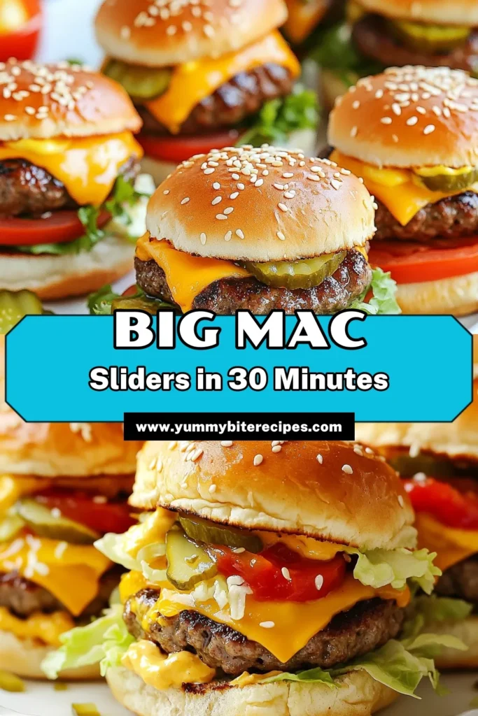 Craving a classic? Try this Big Mac sliders recipe for delicious homemade sliders that pack all the cheeseburger flavor you love! These easy slider recipes are perfect for any gathering and are oven-baked to perfection. Ready in just 30 minutes, you’ll impress your guests with these delectable cheeseburger sliders! Click to get the full recipe and make these crowd-pleasers today! #BigMacSliders #HomemadeSliders #CheeseburgerSliders #EasySliderRecipe