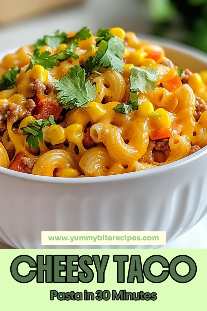 Indulge in this Cheesy Taco Pasta that's the ultimate comfort food! Our creamy taco pasta recipe features ground turkey for a lighter twist, combined with elbow macaroni, vibrant vegetables, and loads of cheese. Perfect for an easy pasta meal that the whole family will love. Ready in just 30 minutes, this dish is sure to become a weeknight favorite. Bookmark this easy taco pasta recipe now! #CheesyTacoPasta #TacoPastaRecipe #CreamyTacoPasta #EasyPastaMeal
