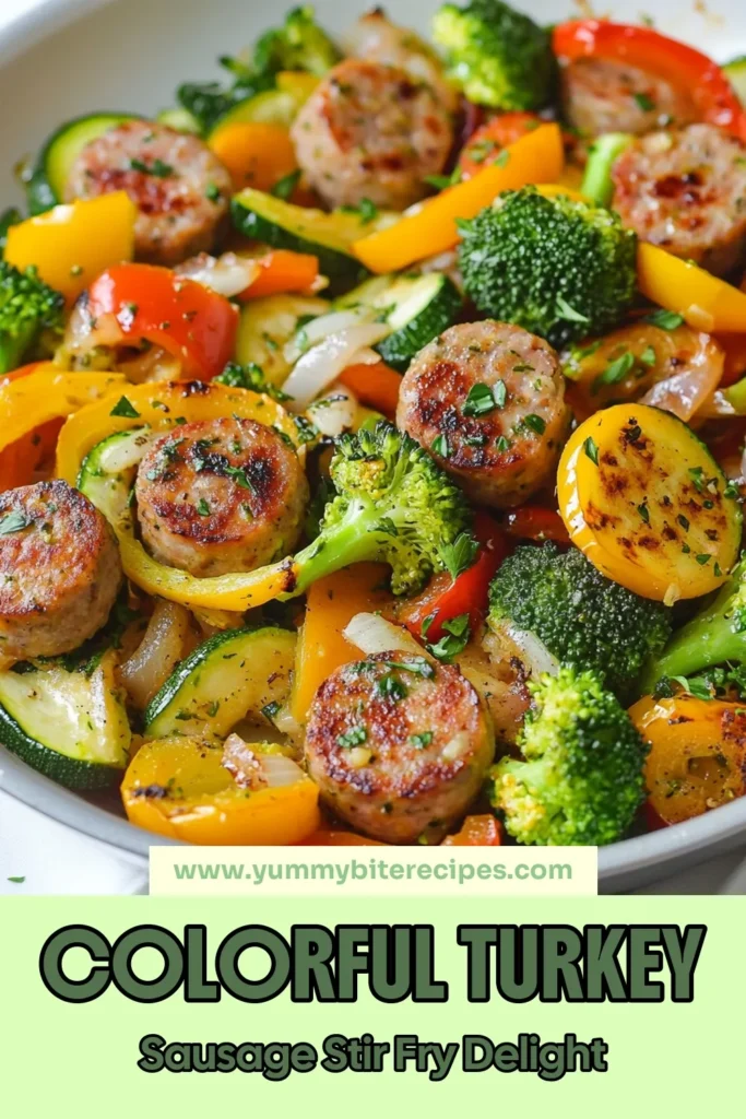 Looking for a quick and healthy dinner option? Try this colorful turkey sausage stir-fry! Packed with lean turkey sausage and vibrant veggies, this vegetable stir-fry recipe is perfect for a busy weeknight. It’s not just delicious but also a healthy turkey sausage dish that you can whip up in just 25 minutes! Save this recipe for a satisfying meal that’s as nutritious as it is flavorful. #TurkeySausageStirFry #HealthyDinner #QuickDinnerRecipes #VeggieStirFry