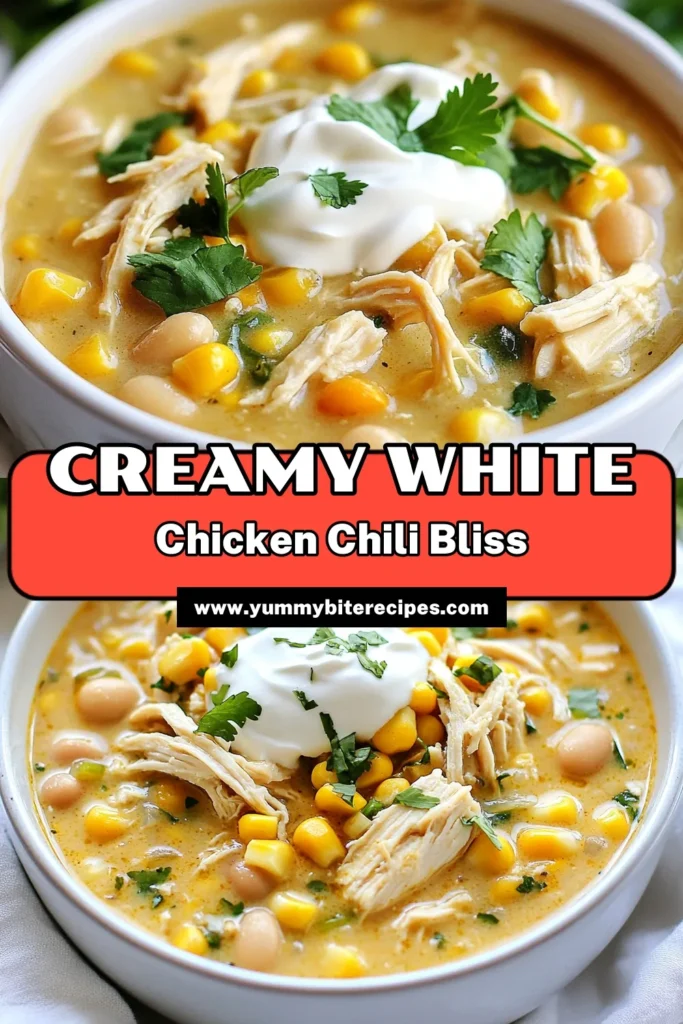 Warm up with this delicious Crockpot White Chicken Chili! This creamy white chicken chili recipe combines tender chicken, white beans, and cheese, making it the perfect easy chicken chili for your slow cooker. Ready in just a few hours, you can enjoy this comforting white bean chili with cheese that your whole family will love. Don't miss out on this easy-to-follow recipe! Save it now! #CrockpotRecipes #ChiliRecipes #SlowCookerMeals #EasyDinnerIdeas