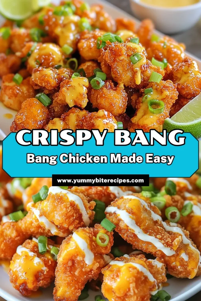 Indulge in this Crispy Bang Bang Chicken that's perfect for any occasion! This easy fried chicken recipe features tender, marinated chicken thighs tossed in a flavorful homemade Bang Bang sauce. Whether served as a spicy chicken appetizer or a main dish, this dish is sure to impress. Ready to elevate your cooking? Try the Bang Bang Chicken recipe today! Save it for your next culinary adventure! #CrispyBangBangChicken #SpicyAppetizer #EasyFriedChicken #HomemadeSauce