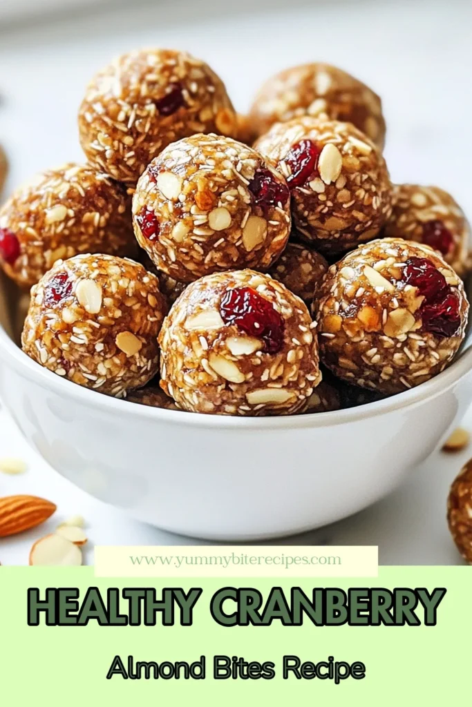 Discover the easy and delicious recipe for Cranberry Almond Energy Bites! These no-bake energy bites are perfect for a quick, healthy snack. Packed with rolled oats, almond butter, and dried cranberries, our DIY energy balls are not just tasty but also nutritious. Try this healthy snack recipe today and keep your energy levels up! Save this for later and enjoy oat and nut snacks anytime! #HealthySnacks #EnergyBites #NoBakeRecipes #DIYEnergyBalls
