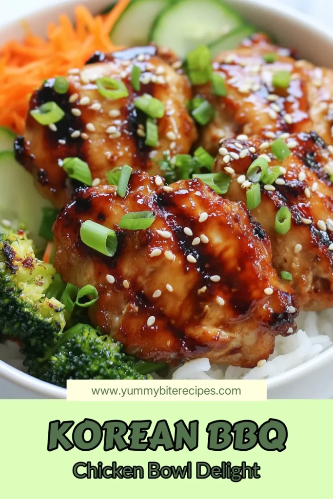 Savor the flavor with this delicious Korean BBQ chicken recipe! These gochujang chicken bowls are an easy chicken meal prep option that’s perfect for busy weeknights. Packed with tender grilled chicken, jasmine rice, and vibrant veggies, this healthy Korean chicken dish is not only filling but bursting with taste. Try it for your next healthy meal! Save this recipe for a quick weeknight dinner! #KoreanBBQ #ChickenRecipe #HealthyEating #MealPrep
