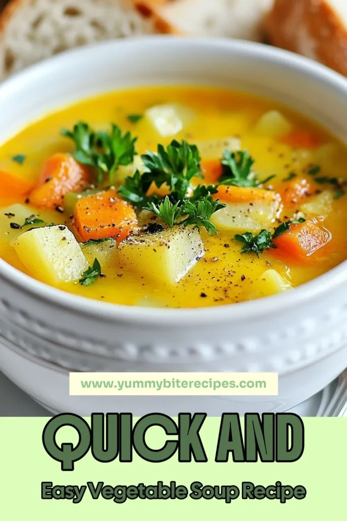 Looking for a quick and healthy meal? Try this last-minute vegetable soup! This simple homemade vegetable soup combines vegetable broth, fresh veggies, and easy-to-use frozen vegetables. It’s the perfect quick vegetable soup recipe for busy days. Whip it up in just 30 minutes for a delicious, nutritious meal. Save this recipe for those nights when you need a comforting bowl of soup. #LastMinuteVegetableSoup #HealthySoup #QuickRecipes #EasyCooking