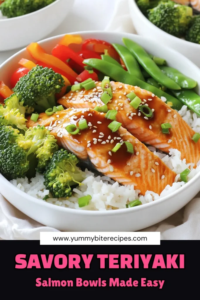 Savor the deliciousness of Teriyaki Salmon Bowls with this easy recipe! In just 25 minutes, you'll enjoy a wholesome meal featuring flaky salmon, vibrant veggies, and fluffy jasmine rice. This bowl is perfect for a quick weeknight dinner and can be customized with your favorite ingredients. Don't wait—click through for the full recipe and make your dinner unforgettable! #TeriyakiSalmon #HealthyMeals #EasyRecipes #DinnerInspiration