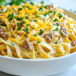 Cheeseburger Alfredo Pasta Creamy and Comforting Dish