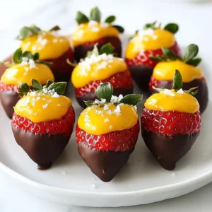 To make chocolate covered pumpkin strawberries, gather these simple ingredients: - 1 cup fresh strawberries, thoroughly washed and dried - &frac12; cup pure pumpkin puree - 1 cup dark chocolate chips - 1 tablespoon coconut oil - 1 teaspoon pumpkin spice blend (a mix of cinnamon, nutmeg, ginger, and clove) - Coarse sea salt, for garnish (optional) Using fresh strawberries is key for this treat. Look for firm, ripe ones. You can swap dark chocolate chips for milk chocolate or white chocolate if you prefer. Pure pumpkin puree gives the best flavor, but you can use pumpkin pie filling in a pinch. Coconut oil makes the chocolate shiny and smooth, but you can use vegetable oil instead. If you want a different spice flavor, try just cinnamon or ginger. Pumpkin brings rich nutrients like vitamin A and fiber. It&rsquo;s perfect for fall and adds a warm flavor. Strawberries are juicy and sweet, making them a great match for pumpkin. They are also high in vitamin C. This recipe combines the best of both worlds. You'll enjoy a unique treat that&rsquo;s not only tasty but also healthy! {{ingredient_image_2}} Start by washing your strawberries. Use cold water and rinse them well. Next, dry them completely. Any water left on the strawberries can stop the chocolate from sticking. I like to place them on a clean towel. Let them sit for a few minutes to absorb any extra moisture. Once they are dry, set them aside and get ready to make the pumpkin mixture. In a medium bowl, mix together the pure pumpkin puree and pumpkin spice. This spice blend includes cinnamon, nutmeg, ginger, and clove. Stir the two ingredients until they blend well. The mix should be smooth and creamy. Set this bowl aside for later. This pumpkin mixture adds a lovely fall flavor to your treat. Now it's time to melt the dark chocolate chips. Take a microwave-safe bowl and add the chocolate chips and coconut oil. The coconut oil helps the chocolate melt smoothly. Heat the bowl in the microwave. Do this in 30-second bursts. After each round, take the bowl out and stir the chocolate. Keep melting until it is smooth and fully melted. Be careful not to overheat the chocolate, as it can burn easily. Once melted, you are ready to dip your strawberries! To get a smooth chocolate coating, start with dry strawberries. If they have water, the chocolate won't stick. Make sure to dry them well. Melt the chocolate slowly in the microwave. Heat it in short bursts and stir in between. This keeps the chocolate from burning. Adding coconut oil makes the chocolate smoother. It also helps the chocolate shine. Adding pumpkin spice to the pumpkin mix gives a warm flavor. Use a small spoon to spread it over the chocolate. A tiny pinch of coarse sea salt on top adds a nice touch. It balances the sweetness. You can also add colorful sprinkles or edible flowers for a fun look. Present the strawberries on a decorative platter for a festive vibe. To save time, wash and dry the strawberries first. While they dry, mix the pumpkin and spice. Melt the chocolate while the pumpkin mix cools. This way, you can dip the strawberries right after. You can also prepare the pumpkin mix ahead of time and store it in the fridge. This makes it easy to whip up these treats anytime. Pro Tips Dry Strawberries Thoroughly: Make sure your strawberries are completely dry before dipping them in chocolate. Any moisture can cause the chocolate to seize or not adhere properly. Use Quality Chocolate: Opt for high-quality dark chocolate for the best flavor. The richness of the chocolate will complement the pumpkin flavor wonderfully. Experiment with Spices: Feel free to adjust the pumpkin spice blend according to your taste. Adding more cinnamon or nutmeg can enhance the fall flavor profile. Chill for Perfect Set: Ensure you chill the strawberries long enough for the chocolate to set completely. This makes them easier to handle and eat. {{image_4}} You can make your chocolate covered pumpkin strawberries even more fun. Try adding a dash of vanilla extract to the pumpkin mix. This small change adds a nice sweetness. You can also think about using different spices. Nutmeg or allspice can give a warm taste. If you love a kick, add a pinch of cayenne pepper. This will surprise your taste buds! While dark chocolate is rich and tasty, don't stop there! You can use milk chocolate for a creamier treat. This adds sweetness and pairs well with pumpkin. If you're a fan of white chocolate, give it a try! It provides a nice contrast to the pumpkin flavors. Just melt it the same way as dark chocolate, and you will have a treat that looks stunning! These chocolate covered pumpkin strawberries fit many events. For a fall gathering, place them on a pretty platter with autumn leaves. You can also serve them at Halloween parties. They will be a hit among kids and adults alike! For a romantic touch, add a drizzle of extra chocolate on top. This makes them perfect for date nights or anniversaries. To keep your chocolate-covered pumpkin strawberries fresh, store them in an airtight container. Layer the strawberries between sheets of parchment paper. This prevents them from sticking together. Place the container in the fridge. Avoid storing them in a warm place, as heat can melt the chocolate. When stored properly, chocolate-covered strawberries last up to three days in the fridge. After that, the texture and taste may change. For the best flavor and crunch, enjoy them within the first day or two. Freezing chocolate-covered strawberries is possible for longer storage. First, place them on a baking sheet lined with parchment paper. Freeze them until solid, about one hour. Once frozen, transfer the strawberries to a freezer bag. Remove as much air as possible before sealing. They can last up to two months in the freezer. Remember to thaw them in the fridge before serving. Yes, you can use frozen strawberries. However, they may become mushy when thawed. For the best taste and texture, use fresh strawberries. Fresh strawberries hold their shape well and give you that perfect crunch with each bite. This treat is naturally gluten-free! All the ingredients, like dark chocolate chips and pure pumpkin puree, do not contain gluten. Just check the labels to ensure there are no hidden gluten sources. Always confirm that your chocolate chips are marked gluten-free for peace of mind. To melt chocolate smoothly, use a microwave-safe bowl. Combine dark chocolate chips with a tablespoon of coconut oil. Heat in the microwave for 30 seconds. Stir the mixture, then heat again for 30 seconds if needed. Stir until it&rsquo;s completely melted and smooth. This method prevents the chocolate from burning. In this post, I covered key ingredients for chocolate-covered strawberries, step-by-step instructions, and helpful tips. I also shared variations and storage info. You can make delicious treats for any event. Choose good quality ingredients and store them well. Don&rsquo;t be afraid to try different flavors or toppings! Enjoy creating your own unique twist on this classic snack. With some practice, you&rsquo;ll impress everyone with your tasty treats!
