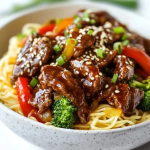 - 300g beef sirloin, thinly sliced against the grain - 200g fresh rice noodles - 2 tablespoons soy sauce - 1 tablespoon dark soy sauce - 2 tablespoons hoisin sauce - 1 tablespoon oyster sauce For the sticky beef noodles, beef sirloin is key. It gives a rich, meaty flavor. Slice it against the grain for tenderness. Fresh rice noodles are also important. They soak up the sauce well. Soy sauce variations add depth. The mix of regular and dark soy sauce brings a nice balance. Hoisin and oyster sauces add sweetness and umami. - 2 cloves garlic, finely minced - 1-inch piece of ginger, freshly grated - 1 red bell pepper, sliced into thin strips - 1 cup broccoli florets, cut to bite-sized pieces - 1 tablespoon sesame oil - 1 tablespoon vegetable oil - 1 teaspoon sugar - Chopped scallions and sesame seeds for garnish Garlic and ginger give bright, bold flavors. They enhance the beef and noodles. Veggies, like red bell pepper and broccoli, add color and nutrition. Sesame oil adds a nutty taste. Vegetable oil is great for stir-frying. Sugar helps balance the salty sauces. Lastly, scallions and sesame seeds make the dish pop. They add crunch and freshness. {{ingredient_image_2}} To start, you need to make the marinade. In a medium bowl, whisk together these ingredients: soy sauce, dark soy sauce, hoisin sauce, oyster sauce, minced garlic, grated ginger, and sugar. This mix adds depth to the beef. Next, add the thinly sliced beef sirloin to the bowl. Make sure each slice gets a good coat of marinade. Cover the bowl with plastic wrap. Let it sit at room temperature for at least 15 minutes. This waiting time helps the meat absorb all those yummy flavors. While the beef marinates, bring a pot of water to a boil. Add the fresh rice noodles and cook them. Follow the package&rsquo;s time, usually about 3-5 minutes. Once done, drain the noodles in a colander. Rinse them under cold water. This step stops the cooking and helps prevent stickiness. Set the noodles aside until you're ready to use them. Now it&rsquo;s time to stir-fry the veggies. Heat a large wok or a non-stick skillet over medium-high heat. Add the vegetable oil, swirling it around to coat the pan. Wait until the oil is hot, then toss in the broccoli florets and sliced red bell pepper. Stir-fry the veggies for about 3-4 minutes. They should be bright in color and slightly tender but still have a crisp bite. When they&rsquo;re done, take them out and place them in a bowl. In the same wok, add the sesame oil and let it heat up. Carefully add the marinated beef. Spread it out in a single layer. This helps it cook evenly. Sear the beef for 2-3 minutes without stirring. This allows it to brown nicely. Once browned, stir to mix the pieces and remove them from heat. Now, let&rsquo;s bring it all together. Put the stir-fried vegetables back into the wok. Add the pre-cooked rice noodles next. Gently toss everything together. This step ensures all the flavors mix well. Stir-fry for an extra 2 minutes. This lets the noodles soak up the tasty sauce and heat through. Finally, it&rsquo;s time to serve! Transfer the sticky beef noodles to a large dish or individual bowls. For a pop of color, sprinkle with chopped scallions and sesame seeds. Serve the dish hot, and enjoy the delightful flavors! To make your sticky beef noodles shine, balance the sauces well. Use soy sauce for saltiness, hoisin for sweetness, and oyster sauce for depth. This mix gives your dish a rich taste. Enhancing umami flavor is key. Add minced garlic and grated ginger to the marinade. They boost the flavor and make each bite exciting. Use fresh ingredients for the best results, as they pack more taste. A good wok is a must. It heats evenly and allows for quick cooking. If you don&rsquo;t have a wok, a large non-stick skillet works too. These tools help you stir-fry the beef and veggies properly. Use a spatula or wooden spoon for stirring. These tools help you mix everything without scratching your pan. A colander is great for draining the noodles, so you get rid of excess water. Prep your ingredients ahead of time. Slice the beef and veggies before you start cooking. This way, you save time and can focus on cooking. Another shortcut is cooking the noodles while marinating the beef. This lets you speed up your cooking process. Once everything is ready, it all comes together quickly, making dinner easy and fun. Pro Tips Marinate for Flavor: Allow the beef to marinate for at least 15 minutes, but if you have more time, 1-2 hours in the refrigerator will enhance the flavor even further. Use Fresh Noodles: Fresh rice noodles provide the best texture and flavor for this dish. If using dried noodles, be sure to soak them properly before cooking. High Heat Cooking: Ensure your wok or skillet is hot before adding ingredients. High heat helps to achieve that perfect sear on the beef and keeps vegetables crisp. Customize Your Veggies: Feel free to swap in your favorite vegetables or whatever you have on hand, such as snap peas or carrots, for a personal touch. {{image_4}} You can swap beef for chicken or tofu. Chicken works well if you slice it thinly. Tofu gives a nice texture and absorbs flavors well. For chicken, cook it for about 5-7 minutes until it is no longer pink. If using tofu, stir-fry it for about 4-5 minutes until golden brown. This keeps your dish tasty and fresh. Feel free to change the veggies based on what you like or what&rsquo;s in season. Try snap peas, carrots, or bok choy for variety. You can also add mushrooms for extra umami. Adjust cooking times to keep vegetables crisp. Cook them just until they are bright in color and tender, but not mushy. If you need a gluten-free meal, choose gluten-free rice noodles. They cook similarly to regular rice noodles. You can find them in most stores. For the sauce, use gluten-free soy sauce. This keeps the flavor without gluten. Always check labels to ensure all ingredients are safe for your diet. To store your sticky beef noodles, first cool them down. Place them in a shallow container. This helps the steam escape and keeps the noodles from getting mushy. Use an airtight container to keep them fresh. If you have a lot left, split them into smaller portions. You can store leftovers in the fridge for up to three days. If you want to keep them longer, freeze them. They can last up to three months in the freezer. Make sure to label your containers with the date. When reheating sticky beef noodles, the goal is to keep them tasty. The best method is to use a pan. Heat it on medium-low. Add a splash of water or broth to keep the noodles moist. Stir gently, so they don&rsquo;t stick together. Avoid using the microwave if you can. It often makes the noodles soggy. If you must use it, heat them in short bursts. Stir in between to help them warm evenly. Leftovers can last in the fridge for three days. They stay safe to eat if kept at the right temperature. If they smell off or look strange, it's best to toss them. In the freezer, the sticky beef noodles last for three months. After this time, they may lose flavor and texture. Always check for signs of spoilage, like a bad odor or discoloration, before eating. You can serve Sticky Beef Noodles with various side dishes. Here are some great options: - Spring rolls: These add a nice crunch and flavor. - Asian slaw: A fresh salad can balance the meal. - Steamed dumplings: They offer a soft contrast to the noodles. For sauces or dips, consider these suggestions: - Sweet chili sauce: It adds a sweet and spicy kick. - Soy sauce: A classic choice for added saltiness. - Peanut sauce: This rich dip pairs well with beef. Yes, you can prepare Sticky Beef Noodles in advance. Here are some meal prep tips: - Marinate the beef: Do this a day before to deepen the flavor. - Cook the noodles: You can cook them a few hours ahead. - Store separately: Keep beef, noodles, and veggies in separate containers. For heating, use these methods: - Microwave: Heat in short bursts, stirring in between. - Stovetop: Reheat in a pan over low heat with a splash of water. To spice up your Sticky Beef Noodles, try these ideas: - Add chili flakes: Sprinkle them into the sauce for heat. - Use sriracha: Mix it into the marinade for a bold kick. - Chili oil: Drizzle it on top before serving for extra flavor. Adjust your spice level by tasting as you go. Start small and add more if needed. To prevent noodles from sticking, follow these cooking techniques: - Use enough water: Boil noodles in plenty of water. - Stir gently: Keep them moving in the pot while cooking. - Don't overcook: Follow the package instructions for timing. For rinsing and storing noodles, keep these tips in mind: - Cold water rinse: After cooking, rinse in cold water to stop cooking. - Toss with oil: A little oil can help keep them separate when stored. Sticky Beef Noodles blend rich flavors with simple techniques. From marinating beef to stir-frying veggies, each step builds taste. Remember, using fresh ingredients boosts texture and nutrition. You can customize this dish easily, too, with protein or veggie swaps. Proper storing and reheating keep leftovers fresh. With these tips, your Sticky Beef Noodles will impress everyone. Enjoy your cooking journey!