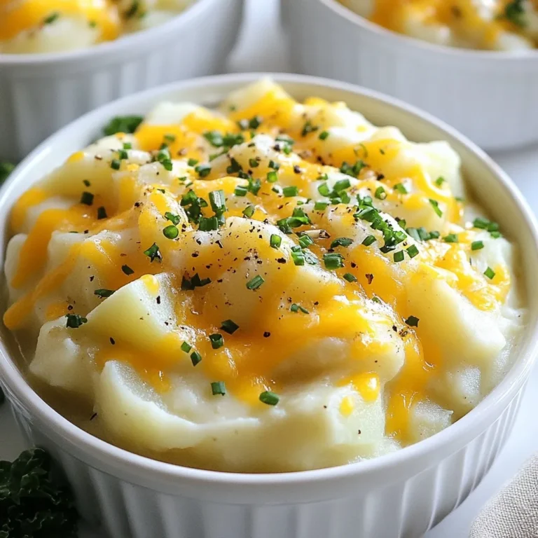 - 4 large russet potatoes, peeled and diced - 1 medium onion, finely chopped - 3 cloves garlic, minced - 4 cups vegetable broth (low sodium recommended) - 1 cup heavy cream or coconut milk - 1 cup sharp cheddar cheese, shredded - 1 cup fresh kale, finely chopped (optional) - 1 teaspoon dried thyme - 1 teaspoon smoked paprika - Salt and freshly ground black pepper - Fresh chives for garnish I love using fresh ingredients for this soup. The russet potatoes are creamy and hearty. They add a nice texture. The onion and garlic create a strong base. When they cook, they fill your kitchen with a warm aroma. I often choose low-sodium vegetable broth. This helps control the saltiness of the soup. The cream or coconut milk makes it rich and velvety. If you want a dairy-free option, go with coconut milk. It adds a subtle sweetness that pairs well with the savory flavors. Sharp cheddar cheese brings a bold flavor. It melts beautifully into the soup. The fresh kale is optional, but I like to add it. It gives the soup a pop of color and extra nutrients. Thyme and smoked paprika bring warmth and depth. They enhance the overall flavor. Don’t forget to season with salt and pepper to taste. Finally, fresh chives make a lovely garnish. They add a nice touch of freshness. Gather all these ingredients before you start. It makes the cooking process smoother and more enjoyable. Happy cooking! {{ingredient_image_2}} Start by peeling the russet potatoes. Dice them into small, even cubes. This helps them cook evenly. Next, finely chop the onion. Mince the garlic cloves to get a strong flavor. These steps set the base for your soup. In your crockpot, layer the diced potatoes, chopped onion, and minced garlic. Pour in the vegetable broth. Stir the mix gently. This step ensures all the ingredients blend well together. Sprinkle in the dried thyme and smoked paprika. Add salt and pepper to taste. These herbs give the soup a warm and inviting flavor. They enhance the taste of the potatoes wonderfully. Cover the crockpot and set it to cook. Choose low for 6-8 hours or high for 3-4 hours. The potatoes are done when they are soft enough to pierce with a fork. This makes the soup rich and hearty. Once the cooking time is up, grab a potato masher. Gently mash some potatoes in the soup. This creates a creamy texture while leaving some chunks whole. It makes every spoonful exciting and tasty. Now, stir in the heavy cream or coconut milk. Add the shredded cheddar cheese next. If you want, mix in finely chopped kale at this point. It adds color and nutrition to the soup. Let the soup cook on low for another 15-30 minutes. Stir occasionally. This step ensures everything heats through. The cheese will melt nicely into the soup, creating a creamy delight. Before serving, taste the soup. Adjust the seasoning with more salt and pepper if needed. This step makes sure the flavors are just right. Enjoy your delicious and creamy potato soup! If you need a dairy-free soup, use coconut milk instead of heavy cream. This adds a creamy touch without dairy. For cheese, try a dairy-free alternative. You can also swap out sharp cheddar for a milder cheese if needed. Want more flavor? Add extra spices like garlic powder or onion powder. They boost taste without extra effort. Fresh herbs can make a big difference. Chives add a nice crunch and mild onion taste. Try adding parsley or dill for a fresh kick. If you like heat, sprinkle in some crushed red pepper flakes. Smoked paprika gives a lovely smoky flavor. Don’t be afraid to mix and match herbs and spices to suit your taste! A good crockpot is key for this soup. Look for one with a timer. This helps you cook the soup perfectly. A potato masher is great for mashing the potatoes. If you like a smoother texture, use an immersion blender. A sharp knife and cutting board make chopping easy. These tools will help you whip up this creamy delight with ease! Pro Tips Use Fresh Ingredients: Always opt for fresh vegetables and herbs as they enhance the flavor and nutritional value of your dish. Adjust Consistency: If you prefer a thinner soup, simply add more vegetable broth before serving to achieve your desired consistency. Experiment with Spices: Feel free to add your favorite spices or herbs, such as rosemary or chili flakes, for a personal touch. Make it Ahead: This soup tastes even better the next day! Make a big batch and store leftovers in the fridge for a quick meal. {{image_4}} To make a vegan version of this soup, you can easily swap out a few key ingredients. For the cream, use coconut milk instead of heavy cream. This gives you that creamy texture without dairy. For cheese, choose a dairy-free alternative that melts well. You won’t lose flavor this way! - Dairy-Free Cream: Use coconut milk or almond milk. - Cheese Alternative: Use a vegan cheese that melts. - Broth: Ensure your vegetable broth is free from animal products. If you crave extra flavors, try making a loaded potato soup. You can add crispy bacon, which gives a nice crunch. A dollop of sour cream adds creaminess, while green onions bring freshness to each bite. This version is hearty and filling. - Bacon: Cook and crumble over the soup. - Sour Cream: Add a scoop for richness. - Green Onions: Sprinkle on top for a fresh kick. For those who love heat, consider adding a spicy twist to your potato soup. You can mix in jalapeños for a kick. Hot sauce is another great option. Just a few drops can transform your soup into something exciting. - Jalapeños: Chop and stir in for heat. - Hot Sauce: Add to taste for a spicy kick. - Pepper: Use fresh ground black pepper for more spice. These variations let you customize your crockpot potato soup to fit your taste. Enjoy experimenting with new flavors! To store leftover soup, let it cool first. Then, pour it into an airtight container. You can keep it in the fridge for up to three days. Make sure to label the container with the date. This helps you track its freshness. When you're ready to enjoy it again, open the lid carefully to avoid spills. If you want to save the soup for later, freezing is a great option. Pour the cooled soup into freezer-safe bags or containers. Leave some space at the top for expansion. You can freeze it for up to three months. When you want to eat it, move it to the fridge to thaw overnight. This keeps the flavors intact. To reheat, you have a few choices. You can use the stove or microwave. For the stove, pour the soup into a pot and heat on low. Stir it often to avoid burning. If using a microwave, heat it in short bursts. Stir in between to ensure even heating. Always check the temperature before serving. Enjoy your warm bowl of comfort! To thicken potato soup, try these tips: - Mash some of the potatoes in the soup. - Add a slurry of cornstarch and water. - Stir in more cream or cheese. - Use less broth when cooking. These methods boost the soup's texture. Mashing potatoes gives a creamy feel while keeping some chunks for bite. Yes, you can use different potatoes! Here are some great options: - Yukon Gold potatoes add a buttery flavor. - Red potatoes hold their shape well. - Fingerling potatoes bring a unique look. Each type offers a new taste. Just remember to peel and dice them for even cooking. Leftover potato soup will last for about 3 to 5 days in the fridge. Store it in an airtight container. Always check for off smells or changes in texture before eating. Absolutely! Making soup ahead is easy. You can cook it a day or two before serving. Just let it cool, then store it in the fridge. Reheat it on the stove or in the microwave before serving. This will save you time on busy days! This blog post shows you how to make a tasty potato soup. We covered ingredients, step-by-step instructions, and tips for great flavor. You learned how to adapt the recipe with substitutions and variations. You also found answers to common questions about storage and texture. Now, gather your tools and give this soup a try. Enjoy the warmth and flavor of homemade potato soup!