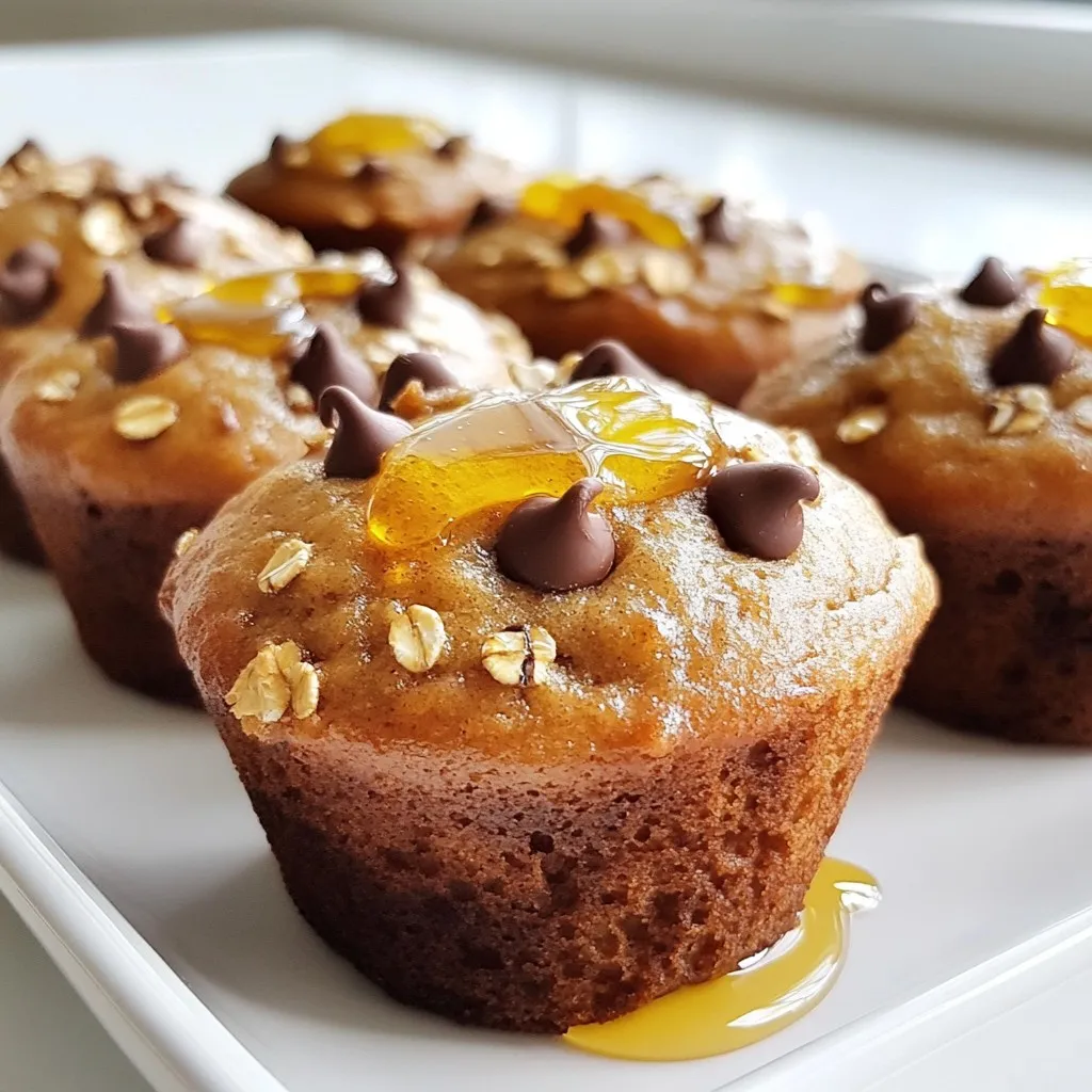 - 1 cup rolled oats - 1 cup milk (dairy or plant-based) - 1/2 cup mashed ripe bananas (about 1 large banana) - 1/3 cup honey or maple syrup - 1/4 cup vegetable oil (or melted coconut oil) - 1 large egg - 1 teaspoon vanilla extract - 1 cup all-purpose flour - 1 teaspoon baking powder - 1/2 teaspoon baking soda - 1/2 teaspoon ground cinnamon - 1/4 teaspoon salt - 1/2 cup chocolate chips (semi-sweet or dark) - 1/4 cup chopped nuts (optional, walnuts or pecans) You can boost the flavor with a few extras. Think about adding: - 1/2 cup dried fruit, like raisins or cranberries - 1/4 cup shredded coconut for a tropical twist - 1 teaspoon almond extract for a nutty note Each muffin offers a tasty and balanced start to your day. Here’s a quick breakdown: - Calories: ~150 - Protein: 3g - Carbohydrates: 25g - Dietary Fiber: 2g - Sugars: 6g - Fat: 5g - Saturated Fat: 1g These muffins are a great mix of wholesome oats and sweet chocolate. Enjoy the goodness with every bite! {{ingredient_image_2}} First, preheat your oven to 350°F (175°C). This step is key for even baking. While the oven warms up, grab your muffin tin. Lightly grease it or line it with paper muffin liners. This makes it easy to remove the muffins later. Next, take a medium bowl and combine 1 cup of rolled oats with 1 cup of milk. Let the oats soak for about 10 minutes. Soaking helps the oats soften and mix well with the other ingredients. In a large bowl, whisk together 1/2 cup of mashed ripe bananas, 1/3 cup of honey or maple syrup, 1/4 cup of vegetable oil, 1 large egg, and 1 teaspoon of vanilla extract. Mix until the mixture is smooth. This blend gives the muffins a sweet and rich flavor. Now, grab another bowl and sift together 1 cup of all-purpose flour, 1 teaspoon of baking powder, 1/2 teaspoon of baking soda, 1/2 teaspoon of ground cinnamon, and 1/4 teaspoon of salt. Mix these dry ingredients well. This ensures the leavening agents and spices are evenly distributed. Add the soaked oats mixture to the banana mixture. Gently stir to combine. Then, gradually fold in the dry ingredients. Mix until just combined. Avoid overmixing to keep your muffins light and fluffy. Now it’s time for the fun part! Carefully fold in 1/2 cup of chocolate chips and 1/4 cup of chopped nuts if you're using them. Be gentle to keep the batter fluffy. Using a spoon or ice cream scoop, fill each muffin cup about two-thirds full with batter. This gives them room to rise. Place the muffin tin in the oven and bake for 18-20 minutes. Check if they are done by inserting a toothpick in the center; it should come out clean. Once baked, let the muffins cool in the pan for about 5 minutes. Then, transfer them to a wire rack to cool completely. This step helps keep their texture nice and fluffy. Enjoy your muffins warm or at room temperature! To make your muffins fluffy, start by soaking the oats in milk. This softens the oats and helps them blend well. Avoid overmixing the batter when you combine wet and dry ingredients. Mixing too much can make the muffins dense. Instead, gently fold until just combined, allowing air to stay in the batter. When mixing wet ingredients, ensure everything is well-combined. Use a whisk to break up any banana lumps. For dry ingredients, sift them together. This step helps spread the baking powder and spices evenly. Remember, mixing should be gentle when you combine the two mixtures. A few lumps are okay, but no dry flour should remain. For a lovely presentation, sprinkle extra chocolate chips on top before baking. This makes them look more inviting. Serve the muffins warm for the best taste. A drizzle of honey on top adds a sweet touch. You can also pair them with fresh fruit or yogurt for a balanced breakfast. One common mistake is using cold milk. Room temperature milk helps the batter mix better. Another mistake is not checking the oven temperature. An oven thermometer ensures your muffins bake correctly. Lastly, don’t skip the cooling step. Letting muffins cool helps improve their texture and taste. Pro Tips Use Fresh Bananas: Make sure your bananas are ripe, as they provide natural sweetness and moisture to the muffins. The browner, the better! Experiment with Flours: Try substituting some all-purpose flour with whole wheat or almond flour for added nutrition and a different flavor profile. Customize Your Mix-Ins: Feel free to get creative! Add dried fruits like cranberries or apricots, or swap the chocolate chips for butterscotch or peanut butter chips. Storage Tips: Store the muffins in an airtight container at room temperature for up to 3 days, or freeze them for longer freshness—just reheat as needed! {{image_4}} You can make these muffins gluten-free. Use gluten-free all-purpose flour instead of regular flour. Many brands offer a good mix that works well in baking. Ensure your oats are certified gluten-free, as some may be processed with gluten. This keeps your muffins safe and tasty for everyone. To make these muffins vegan, swap the egg for a flax egg. Simply mix one tablespoon of ground flaxseed with three tablespoons of water and let it sit for five minutes. You can also replace the honey with maple syrup or agave nectar. Use plant-based milk like almond or soy instead of dairy. This way, you keep the flavor and stay true to a vegan diet. You can add many flavors to these muffins. Try mixing in a teaspoon of vanilla or almond extract for extra taste. You can also throw in spices like nutmeg or cardamom to bring warmth. Want some fruit? Add about half a cup of blueberries or diced apples. These fruits add moisture and a burst of flavor. Don't be afraid to get creative! To keep your oatmeal chocolate chip muffins fresh, store them in an airtight container. This helps prevent them from drying out. Place the muffins in the container once they cool completely. If you have leftover muffins, store them at room temperature for up to three days. For longer freshness, consider refrigerating them. You can freeze these muffins for later enjoyment. Wrap each muffin tightly in plastic wrap. Place the wrapped muffins in a freezer-safe bag or container. They can stay fresh for up to three months in the freezer. When you're ready to eat, thaw them in the fridge overnight. For a warm treat, reheat in the microwave for about 20-30 seconds. The best containers for muffin storage are glass or plastic airtight containers. These options keep moisture in and air out. You can also use a muffin tin with a lid for short-term storage. Avoid using paper bags, as they allow air in and can dry out your muffins. Yes, you can use quick oats. They will make your muffins softer. Quick oats absorb liquid faster than rolled oats. This can change the texture a bit. If you prefer a chewier muffin, stick with rolled oats. You can replace honey with maple syrup. Maple syrup adds a nice flavor. You can also use agave nectar or brown sugar. If you use brown sugar, mix it with a bit of water to keep the batter moist. For a vegan option, use flaxseed meal. Mix 1 tablespoon of flaxseed meal with 2.5 tablespoons of water. Let it sit for a few minutes to thicken. This mixture works well as a binding agent in the muffins. These muffins stay fresh for about 3 days at room temperature. Store them in an airtight container. For longer storage, keep them in the fridge for up to a week. You can also freeze them for up to 3 months. Absolutely! Dried fruit adds nice sweetness. Try raisins, cranberries, or chopped dates. Seeds like chia or sunflower can add crunch and nutrition. Just be careful not to add too many mix-ins. This can affect the batter's texture. You learned how to make delicious muffins from scratch. We discussed key ingredients and optional choices for flavor. I shared steps from soaking oats to baking. You now have tips for fluffy muffins and how to avoid mistakes. Explore variations like gluten-free and vegan recipes. Remember storage tips for freshness. Enjoy your baking journey, and share these muffins with friends and family! They'll love your tasty treats.
