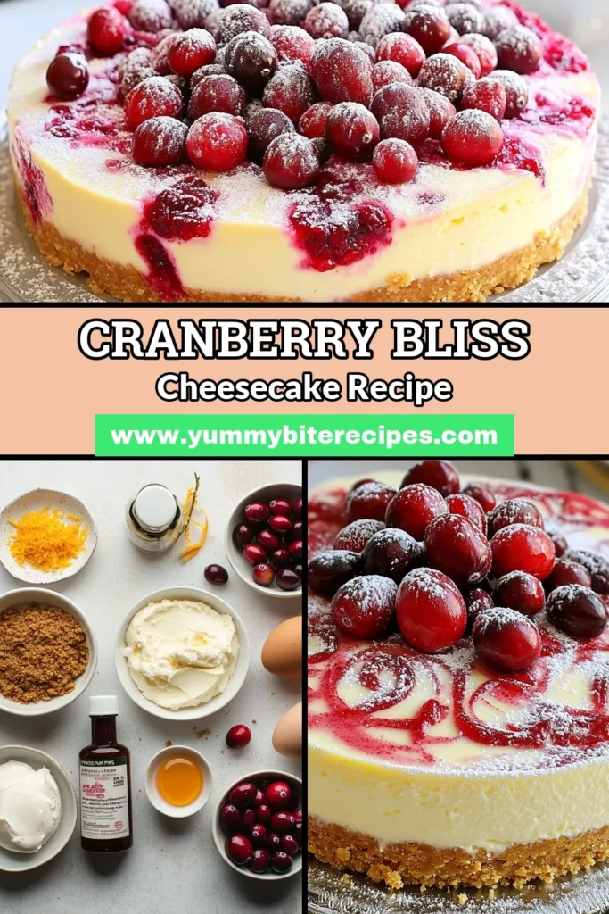 Indulge in the perfect holiday cheesecake dessert with this creamy cranberry cheesecake recipe! This easy cheesecake with cranberry sauce elevates any festive gathering and offers a delightful balance of sweetness and tartness. With fresh cranberries folded into a luscious filling, it's a show-stopping addition to your dessert table. Pin this classic cranberry cheesecake recipe and impress your guests this season! #CranberryCheesecake #HolidayDessert #FestiveRecipe #EasyCheesecake