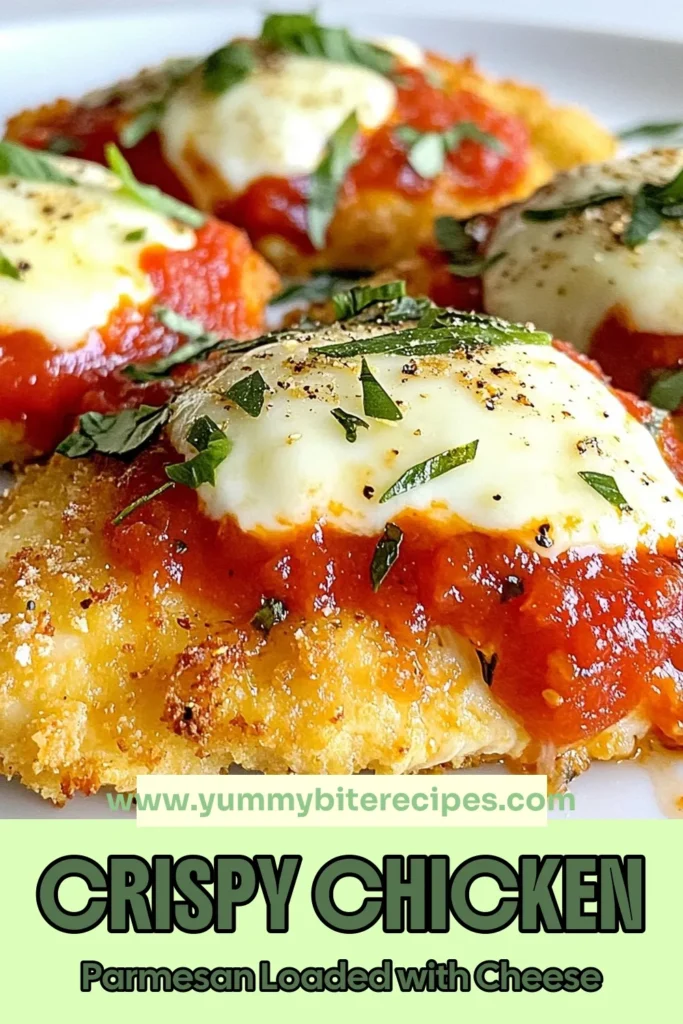 Discover the ultimate Crispy Chicken Parmesan recipe that will elevate your dinner game! This Cheesy Chicken Recipe features juicy chicken breasts coated in Panko breadcrumbs for an unbeatable crunch, topped with homemade marinara sauce and gooey mozzarella. Perfect for a weeknight meal, this Easy Chicken Parmesan Recipe is sure to impress. Try it tonight and enjoy a delightful dinner experience! Save this recipe for later! #CrispyChickenParmesan #CheesyChickenRecipe #PankoBreadedChicken #EasyChickenParmesanRecipe