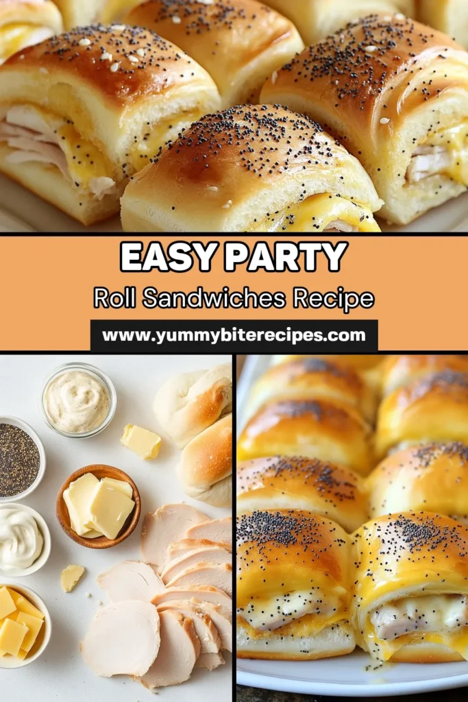 Discover the ultimate party sandwich recipe with these mouth-watering hot roll sandwiches! Perfect for gatherings, these slider sandwich appetizers feature layers of turkey and Swiss cheese, smothered in a delicious butter mixture for added flavor. They're not just tasty, but also an easy party food recipe that will impress your guests. Try these turkey cheese sliders for your next event and watch them disappear! Save this recipe now! #PartyFood #HotRollSandwiches #SliderAppetizer #EasyRecipes