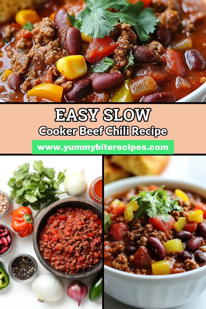Warm up with this hearty slow cooker beef chili that's perfect for any occasion! This easy chili recipe combines ground beef with flavorful jalapeño, kidney beans, and black beans for a rich taste. Enjoy a comforting bowl of chili with beans that you can set and forget! Ideal for game nights or family dinners, this beef chili recipe will be a hit. Save it now and bring delicious flavors to your table! #SlowCookerBeefChili #HeartyChili #EasyChiliRecipes #ChiliWithBeans