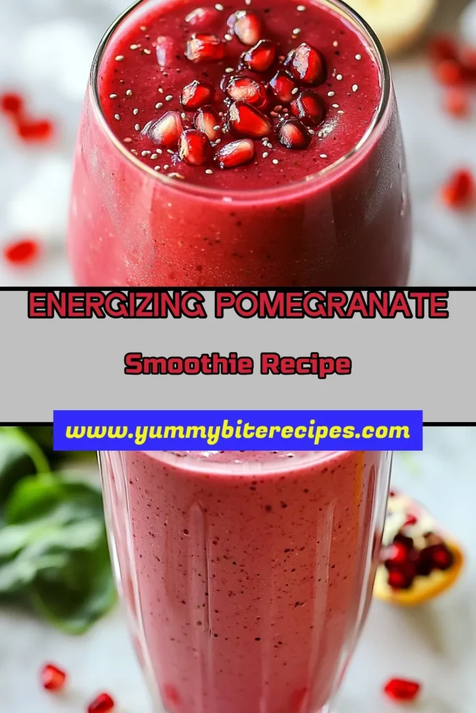 Revitalize your day with this energizing Pomegranate Power Smoothie! This pomegranate smoothie recipe combines creamy Greek yogurt, fresh spinach, and chia seeds, creating the ultimate healthy power smoothie. With banana for sweetness, it's a nutritious smoothie with spinach that’s perfect for breakfast or a snack. Try this delicious Greek yogurt smoothie and enjoy the vibrant flavors. Save this recipe now for a refreshing boost! #PomegranateSmoothie #HealthyPowerSmoothie #GreekYogurtSmoothie #ChiaSeedSmoothie