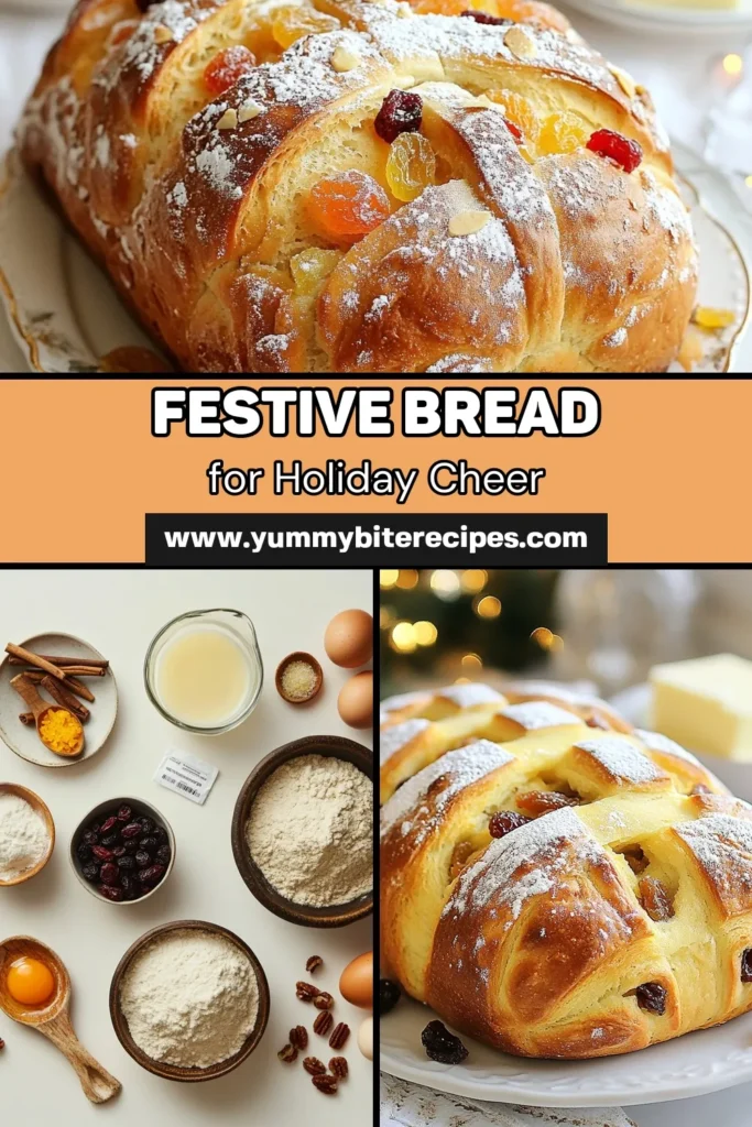 Elevate your holiday gatherings with this delightful Christmas bread recipe! This festive bread recipe features a perfect blend of dried fruits and spices, making it the ideal homemade holiday bread. Impress your family and friends with this easy-to-follow recipe that’s one of the best Christmas baking recipes around. Bake this delicious dried fruit bread and enjoy every moment of this special season. Save this recipe today! #ChristmasBaking #HolidayBread #FestiveRecipes #DriedFruitBread
