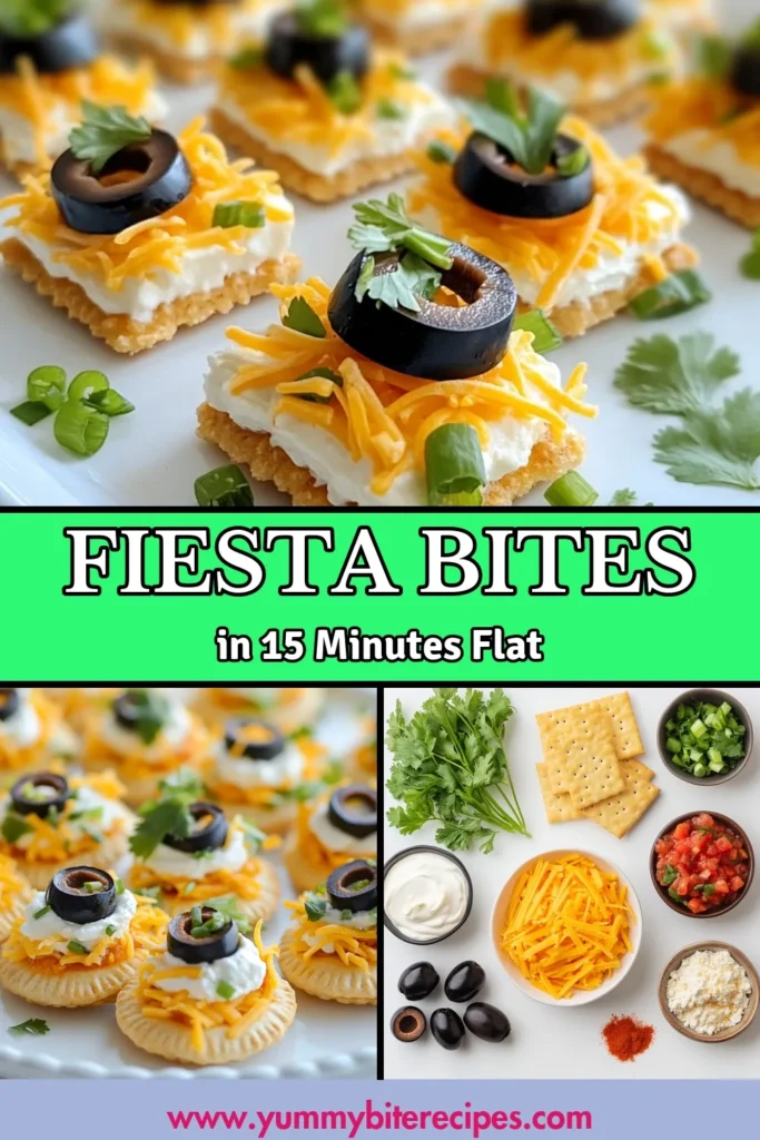 Looking for easy finger foods that impress? Try these Ritz Cracker Fiesta Bites! These simple Ritz cracker appetizers combine creamy, zesty cream cheese salsa dip with delicious toppings for a perfect party snack idea. Quick to make and great for entertaining, they’re sure to be a hit at any gathering. Get the recipe and transform your next party with these flavorful bites! Save for later! #RitzCrackerAppetizers #FiestaBitesRecipe #PartySnackIdeas #EasyFingerFoods