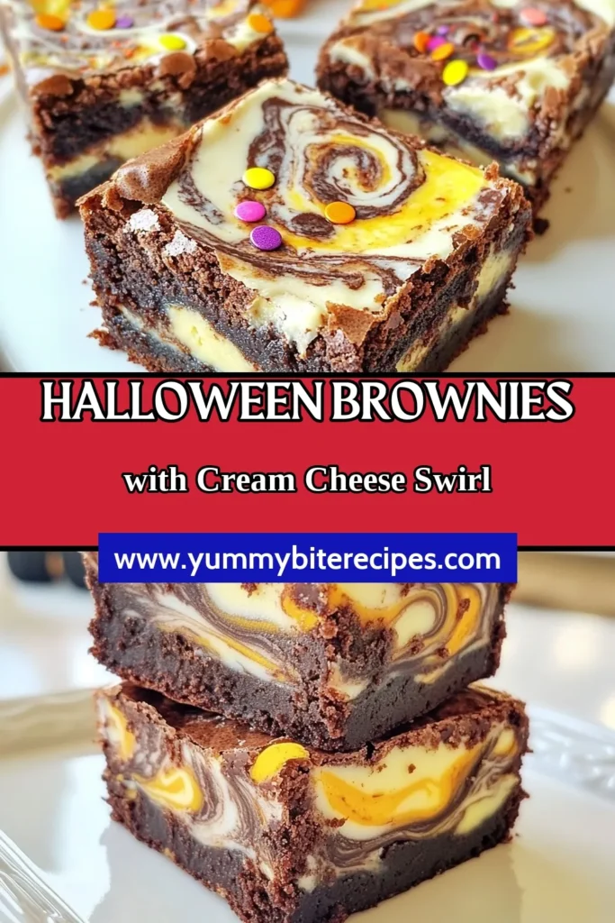 Indulge in these Halloween Cream Cheese Swirl Brownies, the perfect spooky dessert recipe for your Halloween-themed treats! These rich chocolate brownies with cream cheese create a delicious marbled effect that's both delightful and festive. Easy to make and perfect for gatherings, they're sure to impress! Save this recipe and get ready to treat your family and friends! #HalloweenBrownies #CreamCheeseSwirlBrownies #SpookyDessertRecipe #HalloweenTreats