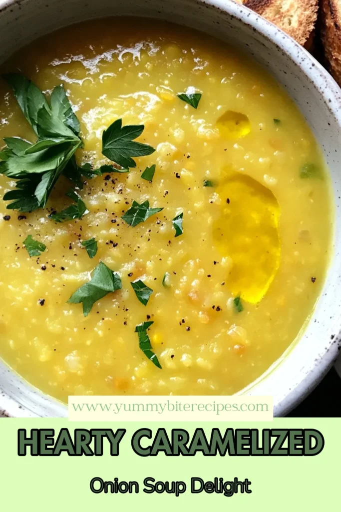 Warm up with this delicious caramelized onion lentil soup that’s both nutritious and satisfying! This easy vegan soup recipe features red lentils and a blend of spices, making it a perfect vegetarian lentil soup option. Follow this red lentil soup recipe for a healthy lentil soup packed with flavor and texture. Ready in just 50 minutes, it’s a must-try! Save this recipe for a cozy meal tonight! #CaramelizedOnionSoup #VeganSoup #HealthyRecipes #LentilSoup