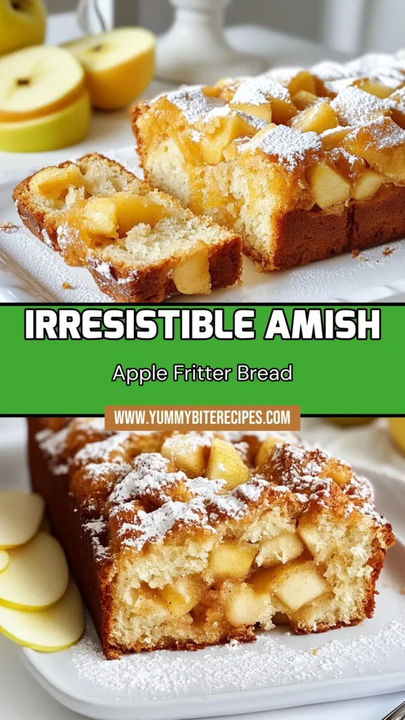Indulge in the flavors of homemade Amish Apple Fritter Bread with this easy apple bread recipe! Perfectly spiced with cinnamon and packed with delicious apples, this apple fritter bread recipe offers a delightful treat that’s great for any occasion. Bake your own cinnamon apple bread today and enjoy warm, baked apple fritters you won't be able to resist. Don't forget to save this recipe for later! #AmishAppleFritterBread #AppleFritterRecipe #CinnamonAppleBread #EasyAppleBreadRecipe