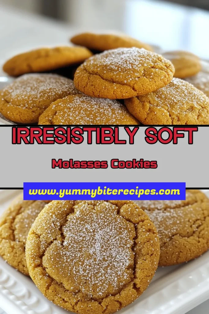 Indulge in the cozy flavor of super soft molasses cookies with this easy molasses cookie recipe. These chewy molasses cookies are perfectly spiced with ginger, cinnamon, and cloves for a delightful treat. Perfect for any occasion, your homemade molasses cookies will be a hit! Try this chewy molasses cookie recipe today for soft, warm cookies that melt in your mouth. Don’t forget to save this recipe! #MolassesCookies #BakingRecipes #CookieLovers #HomemadeTreats