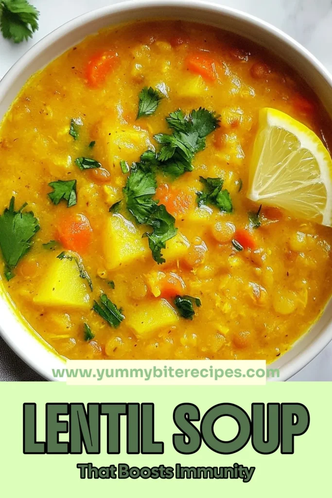 Warm up with this delicious Golden Turmeric Lemon Lentil Soup! Packed with nutrients, this vegan lentil soup recipe combines red lentils, creamy coconut milk, and zesty lemon for a healthy turmeric soup you’ll love. Perfect for any occasion, this comforting lentil soup recipe is easy to make and incredibly satisfying. Try this flavorful red lentil soup with coconut milk today! Save this recipe for later! #VeganSoup #TurmericLentilSoup #HealthyRecipes #ComfortFood