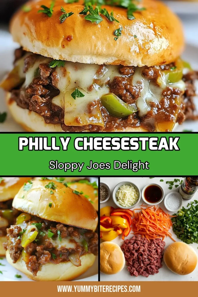 Get ready to enjoy these Philly cheesesteak sloppy joes, an easy sloppy joe recipe that combines classic flavors in a fun, quick dinner recipe! With ground beef, thinly sliced steak, and gooey provolone cheese, these homemade cheesesteak sloppy joes are sure to impress. Perfect for busy nights, whip up this tasty dish in just 30 minutes! Save this recipe for a cheesy meal your family will love! #PhillyCheesesteak #SloppyJoes #QuickDinner #ComfortFood