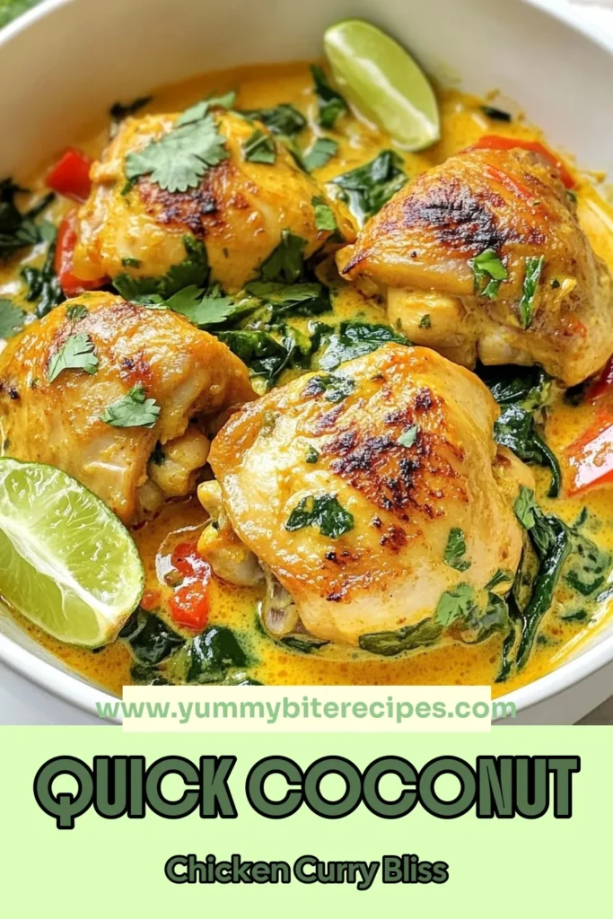 Looking for a quick and delicious Coconut Chicken Curry recipe? Try this easy coconut curry that's ready in just 25 minutes! Packed with flavor from creamy chicken curry with coconut milk, spices, and colorful veggies, it's a perfect spicy coconut chicken curry for busy weeknights. Don't miss out on this quick curry recipe that the whole family will love. Save it now and bring tropical flavors to your table! #CoconutChickenCurry #EasyCoconutCurry #SpicyCoconutChickenCurry #QuickCurryRecipe