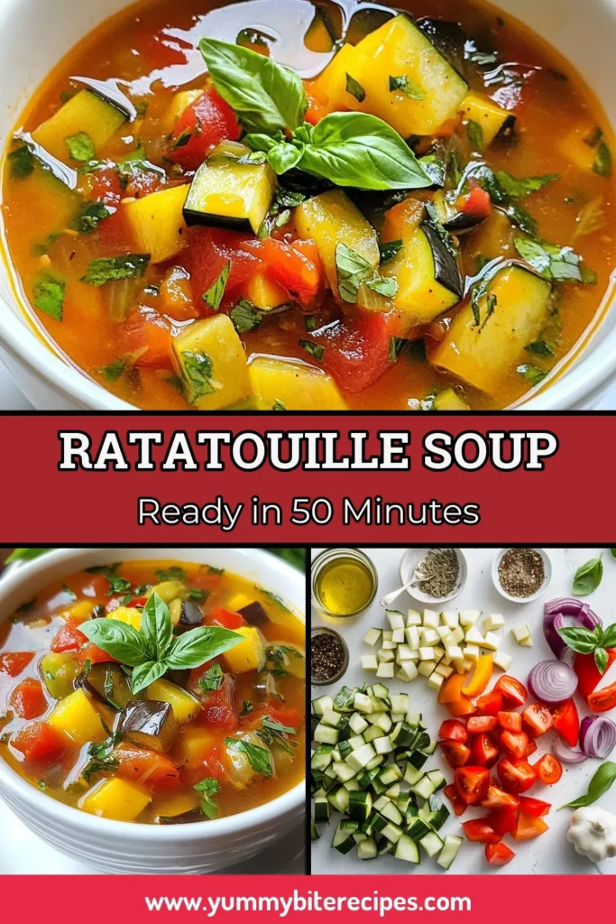 Discover the deliciousness of this ratatouille soup recipe, packed with fresh vegetables like eggplant, zucchini, and bell pepper. This healthy ratatouille soup is not only nutritious but also easy to make and perfect for any meal. Enjoy a delightful plant-based soup recipe that warms the soul and tantalizes the taste buds. Save this easy ratatouille soup for your next cooking adventure! #RatatouilleSoup #HealthyRecipes #VegetableSoup #PlantBasedCooking