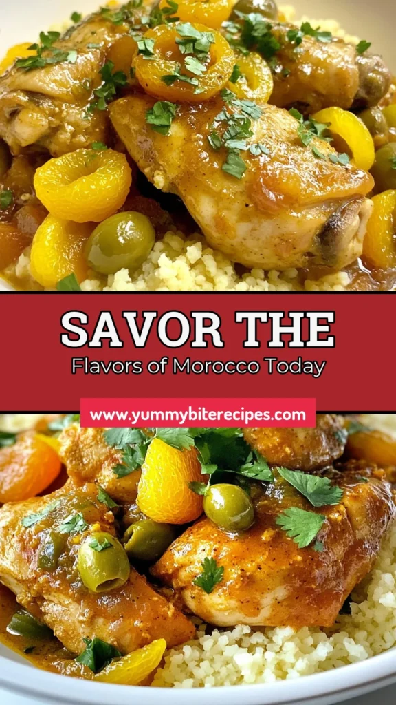 Discover the vibrant flavors of Moroccan chicken tagine with this easy orange chicken recipe! This delicious dish combines tender chicken thighs with sweet apricots and savory olives for a perfect medley. Ideal for any occasion, this tagine with olives is a must-try. Impress your family and friends with this simple yet satisfying recipe. Save this easy Moroccan recipe for your next meal! #MoroccanChickenTagine #OrangeChickenRecipe #TagineWithOlives #EasyMoroccanRecipes