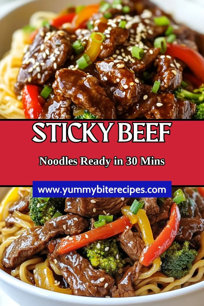 Craving a delicious and easy beef stir-fry? Try these sticky beef noodles! This mouthwatering Asian beef noodle recipe features tender stir-fried beef, fresh rice noodles, and vibrant veggies, all coated in a flavorful sauce. Perfect for weeknight dinners, this dish is a must-try for fans of rice noodle dishes. Save this sticky beef noodles recipe to wow your family tonight! #BeefNoodles #StirFry #AsianRecipes #NoodleDishes
