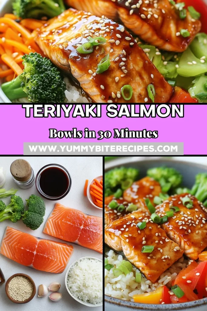 Savor the deliciousness of teriyaki salmon bowls with this easy recipe! Perfect for a healthy salmon dinner, this dish features tender salmon fillets glazed in a homemade easy teriyaki sauce, served over fluffy jasmine rice and vibrant veggies. This savory salmon recipe is quick to make and ideal for meal prep. Try this jasmine rice bowl recipe today and uplift your dinner routine! Don’t forget to save for later! #TeriyakiSalmonBowls #HealthyDinner #SalmonRecipe #MealPrepIdeas