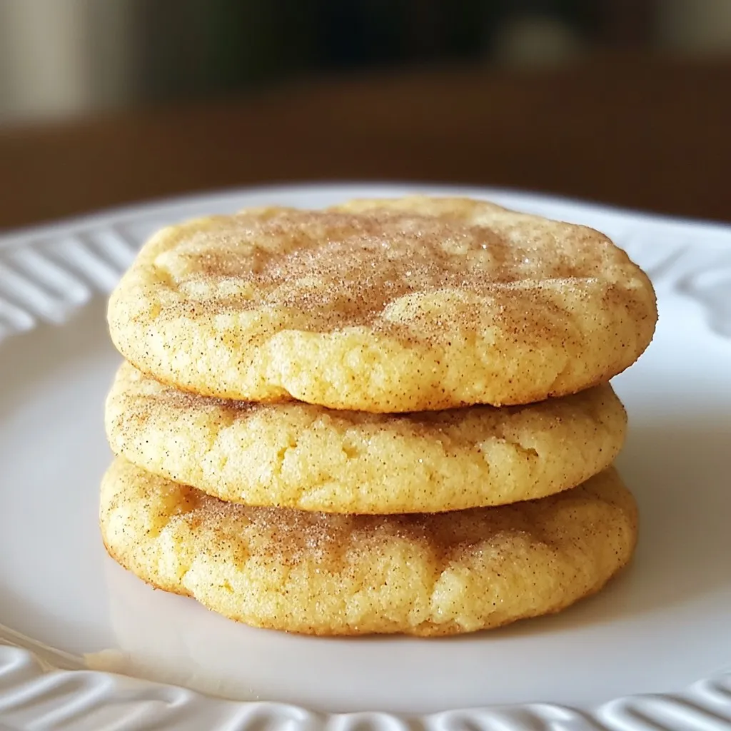 To make classic snickerdoodle cookies, you need these key ingredients: - 2 3/4 cups all-purpose flour - 2 teaspoons cream of tartar - 1 teaspoon baking soda - 1/4 teaspoon salt - 1 cup unsalted butter, softened to room temperature - 1 1/2 cups granulated sugar - 2 large eggs - 1 teaspoon pure vanilla extract - 1/4 cup granulated sugar (for rolling) - 2 tablespoons ground cinnamon (for rolling) If you have allergies, here are some easy swaps: - Gluten-Free Flour: Use a gluten-free blend instead of all-purpose flour. - Dairy-Free Option: Replace butter with a dairy-free alternative like coconut oil or vegan butter. - Egg Substitute: Use flax eggs (1 tablespoon of flaxseed meal with 2.5 tablespoons of water) for an egg-free option. Make sure you check labels for hidden allergens! A few ingredients stand out for their flavor: - Cream of Tartar: This gives snickerdoodles their unique tang. It helps the cookies rise. - Cinnamon: The warm spice adds that classic snickerdoodle taste. It makes them smell amazing too. - Unsalted Butter: Using unsalted butter allows you to control the salt level. It also makes the cookies rich and soft. These ingredients work together to create that soft, chewy texture we all love! {{ingredient_image_2}} Start by preheating your oven to 375°F (190°C). This step is crucial. It ensures your cookies bake evenly. While the oven heats, prepare your baking sheets. Line them with parchment paper. This paper helps prevent the cookies from sticking. You can also use a silicone baking mat if you have one. Both options work well to create that perfect cookie base. Now, let’s mix the dry ingredients. Take a medium bowl and whisk together 2 3/4 cups of all-purpose flour, 2 teaspoons of cream of tartar, 1 teaspoon of baking soda, and 1/4 teaspoon of salt. Make sure everything blends well. Set this bowl aside for later. In a large mixing bowl, cream 1 cup of softened unsalted butter and 1 1/2 cups of granulated sugar. Use an electric mixer on medium speed. Beat until the mix is light and fluffy, which takes about 3-4 minutes. Once fluffy, add 2 large eggs one by one. Mix after each egg. Then, pour in 1 teaspoon of pure vanilla extract and mix for another 30 seconds. Gradually add the dry mix to the wet mix. Gently stir with a spatula or wooden spoon. Be careful not to overmix. This step is key for soft cookies. Let’s shape the cookies! Grab a tablespoon or a cookie scoop. Spoon out portions of dough and roll them into balls with your hands. After shaping, roll each ball in a mixture of 1/4 cup granulated sugar and 2 tablespoons ground cinnamon. Make sure each ball gets fully coated. Place the cinnamon-sugar-coated dough balls on your prepared baking sheets. Space them about 2 inches apart. This space allows the cookies to spread while baking. Bake in your preheated oven for 8-10 minutes. Look for lightly golden edges and soft centers. Once baked, let the cookies cool on the sheets for about 5 minutes. Then, transfer them to a wire rack to cool completely. Enjoy the sweet smell as they cool! To get the best texture for your snickerdoodles, use soft butter. It helps the cookies stay soft. Make sure to cream the butter and sugar well. This makes the cookies light and fluffy. Do not overmix the dough after adding flour. Overmixing can make cookies tough. Chill your dough for 30 minutes if it feels too soft. Chilling helps cookies hold their shape while baking. When you roll the dough into balls, make them even. This ensures they bake at the same rate. One common mistake is not measuring flour correctly. Too much flour can make cookies dry. Always spoon flour into your measuring cup, then level it off. Another mistake is skipping the cream of tartar. It gives snickerdoodles their signature tangy taste. If you run out, you can use baking powder, but the flavor may change. Lastly, don’t bake cookies too long. This can lead to over-baked cookies. To know when your snickerdoodles are done, watch the edges. They should be lightly golden. The centers may look soft but should not be shiny. When you press down gently, they should spring back. This means they are set but still soft. After baking, let them cool on the tray for five minutes. This helps them finish cooking. Then, move them to a wire rack to cool completely. Pro Tips Chill the Dough: For extra chewy snickerdoodles, chill the dough for 30 minutes before baking. This helps the cookies maintain their shape and enhances their flavor. Use Fresh Cinnamon: To maximize the flavor of your cinnamon sugar, use freshly ground cinnamon. It has a more robust flavor compared to pre-ground options. Don’t Overbake: Keep an eye on the cookies while they bake. They should be slightly soft in the center when you take them out; they will continue to cook on the baking sheet. Experiment with Flavors: Add a pinch of nutmeg or a splash of almond extract for a unique twist on traditional snickerdoodles. These additions can elevate the flavor profile beautifully. {{image_4}} You can make a gluten-free version of snickerdoodles. Use a gluten-free flour blend. This blend should have xanthan gum for the best texture. Follow the same recipe steps, and you’ll create delicious cookies without gluten. Mix in chocolate chips for a fun twist. Add about 1 cup of semi-sweet chocolate chips to the dough. Stir them in after combining the dry and wet ingredients. The chocolate adds a rich flavor that pairs perfectly with the cinnamon. You can personalize your snickerdoodles by adding nuts or dried fruits. Walnuts or pecans offer a nice crunch. Dried cranberries or raisins add sweetness and a chewy texture. Add about 1/2 cup of your choice to the dough. This makes each bite unique and fun! To keep your baked snickerdoodles fresh, store them in an airtight container. This will help maintain their soft texture. Place parchment paper between layers to avoid sticking. Keep the cookies at room temperature for up to a week. If you want to enjoy them later, freezing is a great option. You can freeze both cookie dough and baked cookies. For dough, shape it into balls, then place them on a baking sheet. Freeze until solid, then transfer them to a freezer bag. This way, you can bake fresh cookies anytime. For baked cookies, let them cool completely before placing them in an airtight container. They can last up to three months in the freezer. Snickerdoodles stay fresh for about a week at room temperature. If you freeze them, they keep their taste and texture for three months. Just remember to thaw them in the fridge or at room temperature for the best results. Enjoy your cookies at their best! Snickerdoodle cookies get their chewiness from a mix of ingredients and baking methods. The cream of tartar is key. It helps create a soft texture. Using softened butter also plays a big role. It traps air when you mix, making the cookies light. When you bake them, the edges set first. The centers stay soft and chewy. Yes, you can make Snickerdoodles ahead of time. You have two great options. First, you can prepare the dough and chill it in the fridge. This helps the flavors meld. You can bake them later, fresh and warm. Second, you can bake the cookies and store them. Just keep them in an airtight container. They stay fresh for several days. If your Snickerdoodle dough feels too dry, don’t worry! There are simple fixes. Start by adding a bit of milk, one tablespoon at a time. Mix gently until the dough feels softer. Another option is to add an extra egg yolk. This adds moisture and richness. Just be careful not to overmix. You want the dough to be soft but not sticky. We covered the key ingredients for snickerdoodles, and how to prepare them step by step. You now know tips to avoid common mistakes and achieve the best texture. Different variations, like gluten-free options and add-ins, make these cookies fun and unique. Don't forget about storage tips to keep them fresh. Enjoy baking and sharing these delightful cookies! Trust me, your friends and family will love them. Keep trying new flavors and methods to make your cookie game even better.