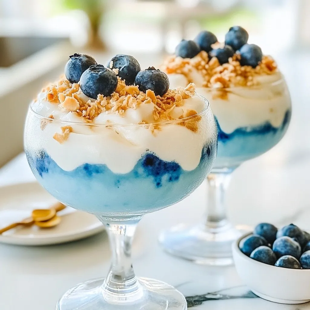 - 1 cup blue coconut milk - 1/2 cup pineapple juice - 1/4 cup coconut cream - 1 tablespoon agave syrup (or honey) - 1/2 teaspoon vanilla extract - 1/2 cup ice cubes - Fresh blueberries (for garnish) - Toasted coconut flakes (for rimming glasses) I love using vibrant blue coconut milk for this drink. It adds a fun color. Pineapple juice brings a sweet and tangy kick. Coconut cream gives it a rich, creamy feel. Agave syrup or honey adds a touch of natural sweetness. A hint of vanilla extract rounds out the flavors nicely. Ice cubes keep your drink cool and refreshing. Fresh blueberries make a lovely garnish. They add color and a burst of flavor. Toasted coconut flakes are optional, but they enhance the look. Plus, they give a nice crunch when you sip. Gather these ingredients to create the perfect Jack Frost Blue Coconut Cocktail. Each one plays an important part in making this drink delightful. Enjoy mixing these together for a treat that’s both tasty and beautiful! {{ingredient_image_2}} Start by wetting the rims of your cocktail glasses. You can use a little water or some coconut milk. This step helps the toasted coconut flakes stick better. Dip the wet rims into the flakes. This makes a tasty and pretty border for your drink. Now, let’s blend! In a blender, add the blue coconut milk, pineapple juice, coconut cream, agave syrup, vanilla extract, and ice cubes. Make sure to put the lid on tight. Blend on high speed until the mix is smooth and creamy. This makes the drink thick and yummy. After blending, taste the drink. If you like it sweeter, add more agave syrup and blend it again. Pour the mixture into your prepared glasses. Fill them almost to the rim for a nice look. Finally, garnish each drink with fresh blueberries. This adds color and fun to your cocktail! Enjoy your drink right away for the best taste. To make the best Jack Frost Blue Coconut Cocktail, start with the right blend. Use a strong blender for a smooth mix. I suggest blending on high speed for about 30 seconds. This ensures the drink is creamy and frothy. If you want a sweeter cocktail, taste it after blending. You can add more agave syrup if needed. Blend again to mix it well. This simple step can change the drink's flavor. Garnishes can make your cocktail pop. Fresh blueberries are a fun choice. They add color and a burst of flavor. You can also use toasted coconut flakes. They look great and add texture. To rim your glasses, wet the edges with coconut milk. Then dip them in the coconut flakes. This creates a nice, crunchy border that looks fancy. How you serve your drink matters. Use colorful trays to catch the eye. Add extra fruits like pineapple slices or mint leaves. This adds freshness and beauty to your drink display. Pour the cocktail almost to the rim of the glass. It makes it look inviting. These little touches make your Jack Frost Blue Coconut Cocktails stand out at any gathering. Pro Tips Chill Your Ingredients: For an extra refreshing cocktail, refrigerate your coconut milk and pineapple juice before mixing. Cold ingredients will enhance the drink's chill factor. Experiment with Flavors: Feel free to add a splash of lime juice or a hint of coconut extract for an extra layer of tropical flavor that complements the other ingredients beautifully. Choose Quality Ingredients: Opt for high-quality coconut cream and fresh pineapple juice for the best flavor. Fresh ingredients make a noticeable difference in taste. Presentation Matters: Use clear glasses to showcase the vibrant blue color of the cocktail. Adding fun straws or cocktail picks can elevate the presentation and make it more festive. {{image_4}} You can easily switch up the fruit flavors in your Jack Frost Blue Coconut Cocktail. Try using mango juice instead of pineapple juice. This change gives a sweeter taste and a lovely tropical vibe. You could also use passion fruit juice for a tangy twist. Each fruit adds its unique flavor. Experiment until you find your favorite mix. Adjusting the sweetness of your cocktail is simple. If you want it sweeter, add more agave syrup. Honey is another great option if you prefer a natural sweetener. You can also reduce the syrup for a less sweet drink. Taste the mix before pouring to ensure it suits your palate. Making a non-alcoholic version is easy and just as fun. Simply skip any alcohol and enjoy the bright, fruity flavors. The combination of blue coconut milk and pineapple juice still delivers a refreshing drink. You can also add a splash of soda water for some fizz. This option is perfect for all ages and still tastes amazing! If you have leftover Jack Frost Blue Coconut Cocktail, pour it into a clean container. Seal it tightly with a lid. Store it in the fridge for up to two days. Shake or stir it well before serving again. The ingredients may separate, but that’s normal. To keep your drink fresh, store the blue coconut milk and coconut cream in the fridge. Use them within a week after opening. Pineapple juice should also stay sealed and chilled. If you buy fresh blueberries, keep them dry in the fridge for best results. - Blue Coconut Milk: 5-7 days once opened. - Pineapple Juice: 5-7 days once opened. - Coconut Cream: 7-10 days once opened. - Fresh Blueberries: 3-7 days in the fridge. - Agave Syrup or Honey: Can last for months if sealed properly. Knowing how to store your cocktail and its ingredients helps keep flavors fresh. Enjoy your drink at its best! The Jack Frost Blue Coconut Cocktail is a bright and fun drink. It mixes blue coconut milk, pineapple juice, and coconut cream. This cocktail is creamy, fruity, and refreshing. The blue color looks stunning and is perfect for parties. You can also add fresh blueberries on top for a pop of flavor. Yes, you can make the base of this cocktail ahead of time. Blend the blue coconut milk, pineapple juice, coconut cream, agave syrup, and ice. Store it in the fridge for a few hours. Just remember to blend it again before serving. It will keep its creamy texture, and you can add ice right before serving. If you can't find blue coconut milk, don’t worry! You can use regular coconut milk and add blue food coloring. This way, you can still enjoy the vibrant look. You can also try almond milk or oat milk for a dairy-free option. Just make sure to keep the coconut cream for that rich taste. In this post, we covered how to make a refreshing Jack Frost Blue Coconut Cocktail. You learned about the simple ingredients, how to blend them, and tips for a great presentation. Don’t forget variations to suit your taste! Enjoy storing leftovers for later. This drink is fun for any occasion. Experiment with different fruits, flavors, and garnishes. With these steps, you’ll impress your friends and family. Try making this cocktail and savor the flavors of summer anytime!