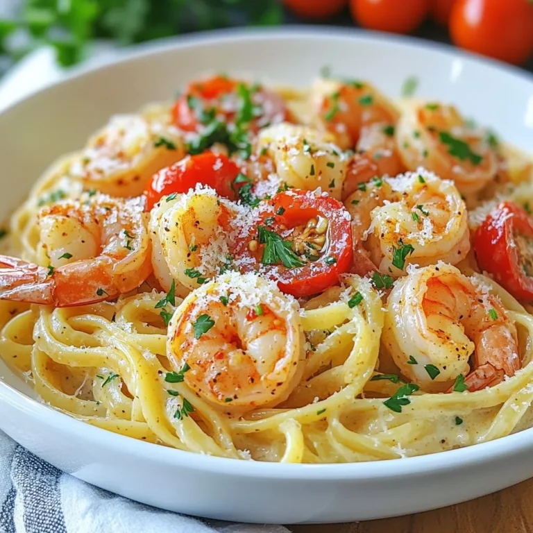 To make this dish shine, you'll need: - 300g linguine or fettuccine pasta - 500g shrimp, peeled and deveined - 1 tablespoon Cajun seasoning - 2 tablespoons olive oil - 1 medium onion, finely chopped - 2 cloves garlic, minced - 1 red bell pepper, sliced into thin strips - 1 cup heavy cream - 1 cup chicken broth - 1 cup cherry tomatoes, halved - Salt and freshly cracked black pepper to taste These ingredients create a rich, spicy flavor. The Cajun seasoning gives the shrimp a kick, while the cream makes it smooth. To make your dish look and taste even better, consider adding: - Fresh parsley, finely chopped (for garnish) - Grated Parmesan cheese (for serving) These add color and depth. The parsley brings freshness, while Parmesan adds a savory touch. You can customize this dish based on what you have. Here are some options: - For pasta, try penne or spaghetti if you prefer. - Swap heavy cream with half-and-half or coconut cream for a lighter sauce. - If you're out of shrimp, chicken or tofu work well. - Use vegetable broth instead of chicken for a vegetarian version. These swaps keep the dish tasty while catering to your needs. Feel free to experiment! {{ingredient_image_2}} Start by boiling a large pot of salted water. Add the linguine or fettuccine to the pot. Cook it according to the package instructions until it’s al dente. This usually takes about 8-10 minutes. Once done, drain the pasta. Make sure to save a small cup of that pasta water. It will help later on. Set the pasta aside while you prepare the rest. Next, grab a large mixing bowl. In this bowl, combine the peeled and deveined shrimp with one tablespoon of Cajun seasoning. Toss the shrimp well. You want them to be evenly coated in those spicy, flavorful spices. This step makes your shrimp pop with flavor! Now, take a large skillet and heat two tablespoons of olive oil over medium heat. Add the finely chopped onion first. Sauté it for about 3-4 minutes until it turns translucent and fragrant. Then, stir in two cloves of minced garlic and the sliced red bell pepper. Cook for another 2-3 minutes, stirring often. The bell pepper should soften, and the garlic will smell amazing! Move the sautéed vegetables to one side of the skillet. In the empty space, add the seasoned shrimp. Cook the shrimp for about 3-4 minutes. Turn them occasionally until they turn pink and opaque. Then, pour in one cup of chicken broth. Bring the mixture to a gentle simmer. Use a wooden spoon to scrape up any tasty bits from the bottom of the skillet. Next, reduce the heat to low. Stir in one cup of heavy cream and one cup of halved cherry tomatoes. Let the sauce simmer for about 5 minutes. Stir it occasionally until it thickens slightly. This sauce is rich and creamy, perfect for our pasta! Finally, add the cooked pasta to the skillet. Toss it well to coat every strand in that creamy Cajun sauce. If the sauce seems too thick, add a splash of the reserved pasta water. This will help loosen it up. Season with salt and freshly cracked black pepper to taste. Remove the skillet from heat. Serve the creamy pasta in bowls. Finish by garnishing with freshly chopped parsley and a sprinkle of grated Parmesan cheese on top. Enjoy your flavorful dinner delight! To cook shrimp well, start with fresh or frozen shrimp. If using frozen, thaw them first. Always peel and devein shrimp before cooking for the best flavor. When cooking, heat your pan well before adding shrimp. This helps them cook evenly and quickly. Cook shrimp for 3-4 minutes until they turn pink and opaque. Overcooking makes shrimp tough, so keep an eye on them. To make your sauce richer, use high-quality heavy cream. Adding a bit of chicken broth boosts flavor too. For a tangy twist, consider stirring in a splash of lemon juice. This brightens the dish. If you want extra spice, add more Cajun seasoning while the sauce simmers. Fresh herbs like parsley add color and freshness, making every bite bright and delicious. If you have leftovers, store them in an airtight container. This keeps the pasta fresh for up to three days. To reheat, add a splash of water or cream to keep the sauce creamy. Warm it gently on the stove or in the microwave. Avoid high heat, as this can dry out the pasta and shrimp. Enjoy your meal again without losing the flavor! Pro Tips Fresh Shrimp is Best: For the best flavor, use fresh shrimp instead of frozen. If using frozen, ensure they are thoroughly thawed and patted dry before seasoning. Customize the Spice Level: If you prefer a milder dish, reduce the amount of Cajun seasoning, or add it gradually until you reach your desired spice level. Use Starchy Pasta Water: When combining the pasta and sauce, add a splash of reserved pasta water to help the sauce adhere better and create a silkier texture. Garnish Generously: Don't skimp on the parsley and Parmesan. They not only enhance the flavor but also add a beautiful finishing touch to your dish. {{image_4}} You can make a tasty vegetarian version of this dish. Instead of shrimp, use hearty vegetables. Zucchini, mushrooms, and spinach work well. Just sauté them until tender. Use vegetable broth instead of chicken broth to keep it flavorful. The Cajun seasoning adds spice and depth. This option is just as creamy and delicious! You can switch out shrimp for various proteins. Chicken or sausage are great choices. If you choose chicken, cut it into bite-sized pieces. Cook it fully before adding the vegetables. For sausage, slice it thin and sauté it with the veggies. Each protein brings its own flavor, making the dish unique every time. Adjust the heat to fit your taste. If you like it spicy, add more Cajun seasoning. You can also add chopped jalapeños or red pepper flakes. For less heat, reduce the seasoning and skip the spicy extras. Taste as you go to find your perfect balance. This dish should feel right for you! You can store leftover creamy Cajun shrimp pasta in the fridge. Use an airtight container. Make sure it cools down before you seal it. This helps keep it fresh. It stays good for up to three days. When ready to eat, just reheat it. Freezing is a great option if you have a lot left. First, let the pasta cool completely. Then, place it in a freezer-safe container. Squeeze out any air before sealing. It can last in the freezer for up to three months. To enjoy, thaw it overnight in the fridge before reheating. To reheat, use a skillet for the best taste. Add a splash of chicken broth or cream to keep it creamy. Heat it over low to medium heat. Stir often to warm it evenly. You can also use the microwave. Just cover it with a damp paper towel to keep moisture. Heat in short bursts, stirring in between. This helps avoid dry pasta. Enjoy your tasty dish again! You can use milk and butter. Mix ¾ cup of milk with ¼ cup of melted butter. This mix gives a creamy texture without heavy cream. You can also try coconut milk for a dairy-free option. Cooked shrimp turn pink and opaque. They should curl slightly as they cook. If they look bright white or gray, they are not done. A good rule is to cook them for 3-4 minutes. Yes, you can prepare the sauce and shrimp a day early. Store them in the fridge. Cook the pasta fresh when ready to serve for the best taste. Mix everything just before eating. Serve a simple green salad or garlic bread. Roasted vegetables also work well. These sides balance the rich flavors of the pasta and keep your meal light. This blog post covers how to make creamy Cajun shrimp pasta from scratch. We talked about the main ingredients, options for garnishes, and substitutes. I shared simple steps to cook the pasta, season the shrimp, and make a smooth sauce. You also learned helpful tips for cooking shrimp and storing leftovers. Don’t forget the fun variations, like vegetarian options. With these ideas, you can enjoy this dish in many ways. Now, it's time to gather your ingredients and create your own delicious meal. Enjoy!