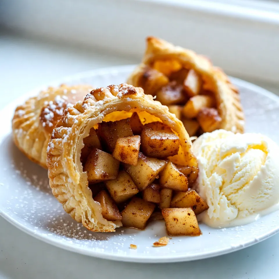 To make the best Air Fryer Apple Hand Pies, you need a few simple ingredients. Here’s what you will need: - 2 medium apples, peeled, cored, and diced - 1 tablespoon fresh lemon juice - 1 teaspoon ground cinnamon - 1/2 teaspoon ground nutmeg - 1/4 cup packed brown sugar - 1 tablespoon cornstarch - 1 package of pre-made pie crusts (contains 2 crusts) - 1 egg, beaten (for egg wash) - 1 tablespoon granulated sugar (for sprinkling) These ingredients blend together to create a sweet, warm filling wrapped in a crispy crust. The apples bring a natural sweetness, while lemon juice adds a nice zing. The spices like cinnamon and nutmeg give it that cozy feel, perfect for any season. Brown sugar helps to caramelize the filling, making each bite a treat. Using pre-made pie crusts saves time and makes it easy. The egg wash gives the pies a golden color, while the sugar on top adds a lovely crunch. Gather these ingredients, and you're ready to start your delicious apple pie adventure! {{ingredient_image_2}} To start, grab a medium bowl. Mix the diced apples with the lemon juice, ground cinnamon, ground nutmeg, brown sugar, and cornstarch. Stir until all the apples are coated. This step is key! Let the mixture sit for about 15 minutes. Resting helps the flavors blend and deepen. You will smell the warm spices and sweet apples come alive. Next, take your pre-made pie crusts. Lightly flour a clean surface for rolling. Roll out the crusts until they are nice and thin. Use a round cutter or the rim of a bowl to cut out circles, about 5 inches wide. You should get eight circles. This will form the base for your hand pies. Now, preheat your air fryer to 350°F (175°C). This step ensures your air fryer is hot when you cook the pies. While it heats, place about one tablespoon of apple filling in the center of each circle. Fold the crust over the filling to create a half-moon shape. Seal the edges by crimping with a fork or using your fingers. This step keeps the filling inside while cooking. Brush the top of each hand pie with the beaten egg. This gives them a lovely golden color. Sprinkle a bit of granulated sugar on top for extra crunch. Arrange the hand pies in a single layer in the air fryer. Depending on your fryer, you may need to cook in batches. Air fry for 10-12 minutes. Look for a golden brown color and crispy texture. Once done, carefully remove the hand pies and let them cool for a few minutes on a wire rack. To get a crispy crust, start with cold pie dough. Chill your dough for 30 minutes before rolling it out. This helps keep the fat from melting too fast. Use a light touch when rolling. Too much pressure can make the crust tough. Make sure to crimp the edges well. This stops the filling from leaking out. Want to kick up the flavor? Try adding a pinch of ginger for warmth. You can also mix in some vanilla extract with the apples. For nut lovers, chopped walnuts or pecans add a nice crunch. A drizzle of caramel sauce in the filling gives a sweet twist. Experiment with flavors to find your favorite! If your filling leaks, don’t worry. First, check that you sealed the edges well. If it happens, simply use a bit of cornstarch to thicken the filling. This helps keep it from running out. If it still leaks, place a piece of parchment paper under the pies in the air fryer. This will catch any drips and make cleanup easier. Pro Tips Choose the Right Apples: Opt for a mix of sweet and tart apples like Granny Smith and Honeycrisp for a balanced flavor profile in your hand pies. Seal It Well: Make sure to crimp the edges tightly to prevent any of the delicious filling from leaking out during cooking. Experiment with Spices: Feel free to add a pinch of ginger or cloves to the filling for an extra depth of flavor that complements the apples beautifully. Keep an Eye on Cooking Time: Since air fryers can vary in performance, start checking your hand pies a couple of minutes before the recommended time to avoid overcooking. {{image_4}} You can switch out apples for other fruits. Pears, peaches, or berries work well. Each fruit brings its own flavor. For example, pears add a soft sweetness. Berries offer a nice tartness. Just make sure to adjust sugar based on the fruit's sweetness. You can boost the taste by adding caramel or raisins. Drizzle some caramel inside the pie for a rich flavor. Raisins add chewiness and sweetness. Mix them with apples before filling the crust. These small changes make a big difference. For vegan or gluten-free options, use alternative crusts. You can find gluten-free crusts at many stores. For a vegan filling, skip the egg wash. Use a plant-based milk instead. You can also add maple syrup for sweetness in the filling. These swaps keep the joy of hand pies for everyone. To keep your hand pies fresh, follow these simple steps: - Refrigeration: Place leftover hand pies in an airtight container. They stay good for about 3 days in the fridge. - Freezing: For longer storage, freeze them. Wrap each pie tightly in plastic wrap, then in foil. They last up to 3 months in the freezer. When you're ready to eat them again, just thaw overnight in the fridge. To enjoy your hand pies at their best, reheating is key. Here’s how: - Air Fryer: Preheat your air fryer to 350°F (175°C). Cook for about 3-5 minutes until warm and crispy. - Oven: Preheat your oven to 350°F (175°C). Place the pies on a baking sheet and heat for 10-12 minutes. Both methods bring back that delightful crunch and warm apple filling. Enjoy! Yes, you can use homemade pie crust. Making your own crust can add a special touch. To make a simple pie crust, you need: - 1 1/4 cups all-purpose flour - 1/2 cup unsalted butter, chilled and diced - 1/4 teaspoon salt - 1/4 cup cold water To prepare the crust, mix flour and salt. Cut in butter until the mix looks like crumbs. Add cold water, a little at a time, until the dough forms. Roll it out and cut it into circles like you would with pre-made crust. This way, you can control the ingredients and flavor to your liking. Cooking these apple hand pies in the air fryer takes about 10-12 minutes at 350°F (175°C). Preheat your air fryer before placing the pies inside. This helps them cook evenly and become golden brown. Keep an eye on them as they cook. Every air fryer is a bit different, so check for that crispy look. Yes, you can freeze these hand pies. To freeze, let them cool completely first. Then, place them in a single layer on a baking sheet and freeze until solid. After that, transfer them to a freezer-safe bag or container. They will stay fresh for about two months. When you're ready to eat, bake them straight from the freezer, adding a few extra minutes to the cooking time. This keeps them tasty and ready to enjoy! You’ve learned how to make delicious hand pies with simple ingredients. We covered the apple filling, pie crust prep, and air frying steps. You now know tips for the perfect crust and how to troubleshoot issues. Variations expand your choices with different flavors and dietary options. Remember, these hand pies store well, and reheating them keeps them tasty. Enjoy the process and share your creations with others. Hand pies are fun, easy, and a delight to eat. Happy cooking!