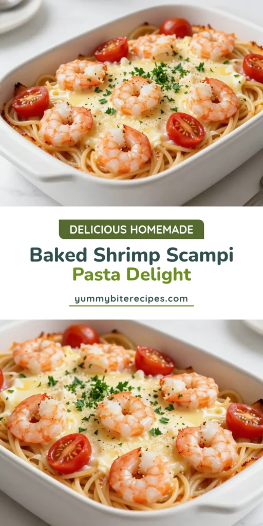 Looking for a delicious and easy shrimp pasta bake? Try this Shrimp Scampi Pasta Bake! This baked shrimp pasta recipe features cheesy shrimp linguine casserole goodness that everyone will love. Perfect as a weeknight dinner, this shrimp and pasta oven recipe brings together shrimp, garlic, and creamy cheese for a delightful meal. Make this easy shrimp pasta bake today and savor every bite! Save this recipe for later! #ShrimpScampi #PastaBake #ShrimpLinguine #EasyDinner